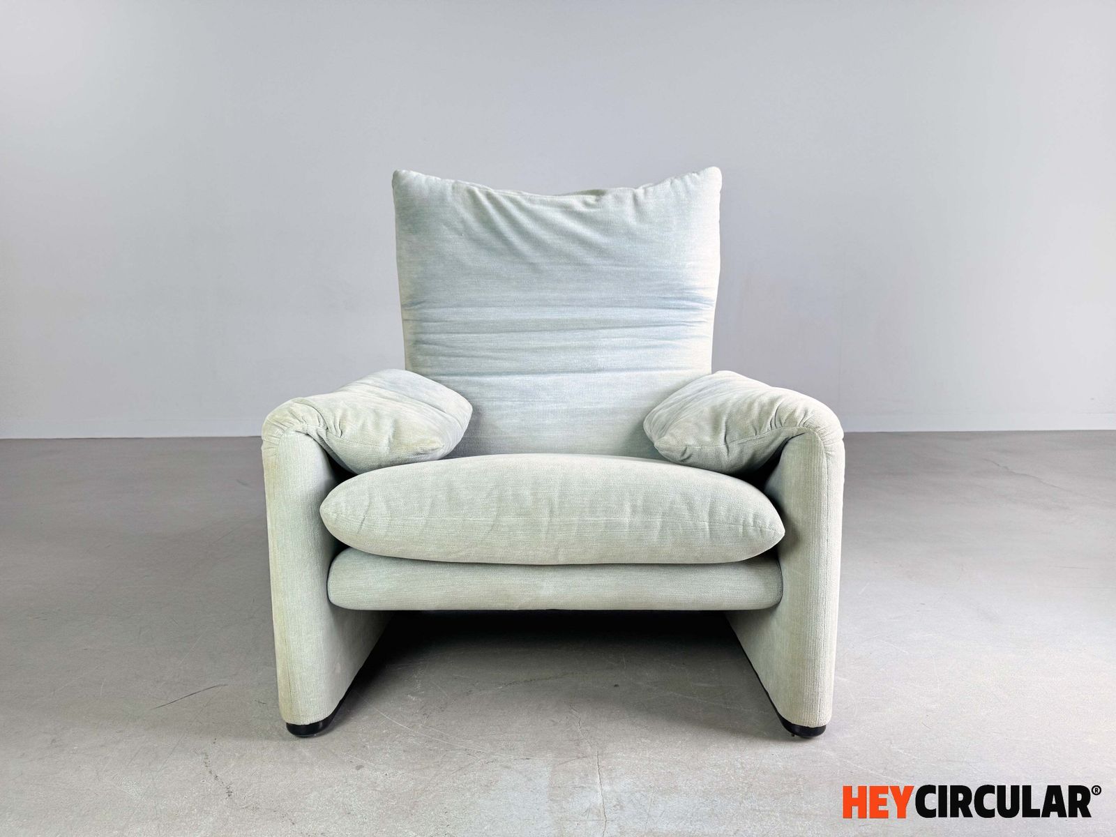Original Cassina Maralunga Armchair Vico Magistretti Fabric Turquoise photo 890.0