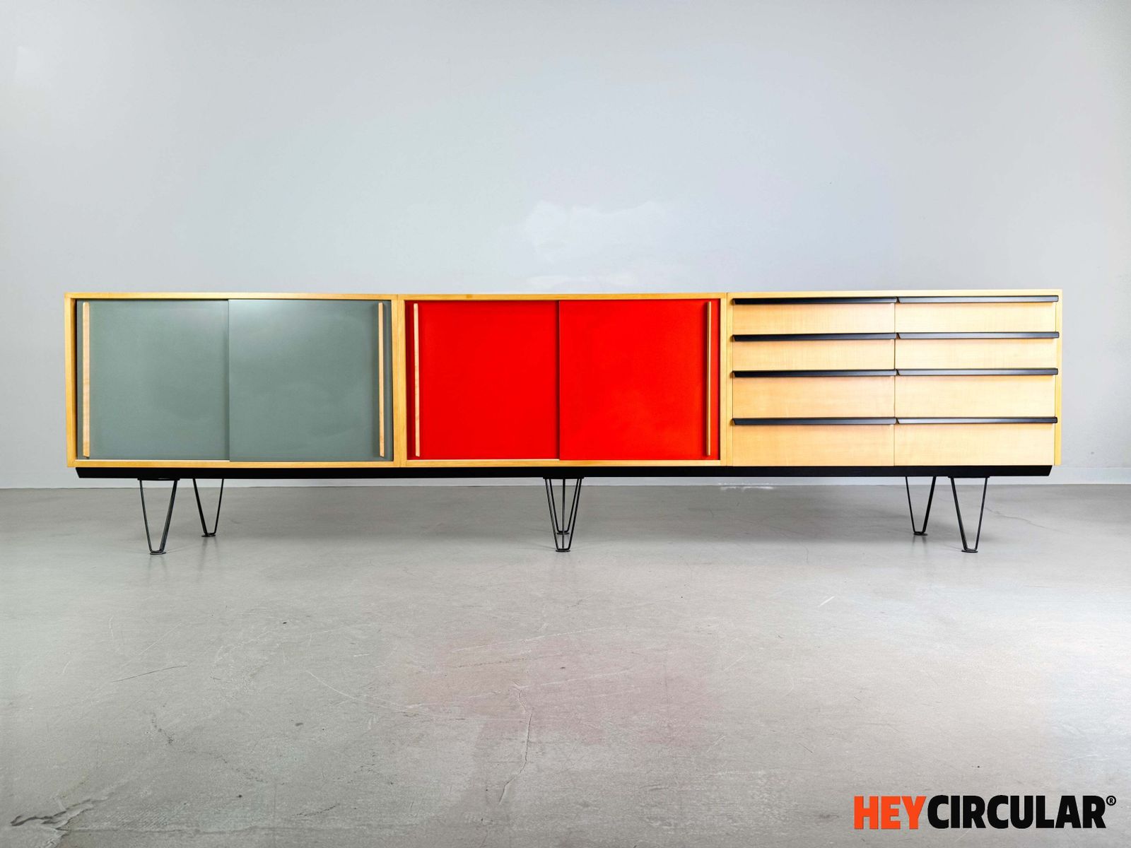 Original Alfred Altherr Sideboard Freba 330cm Switzerland 1950s photo furniture