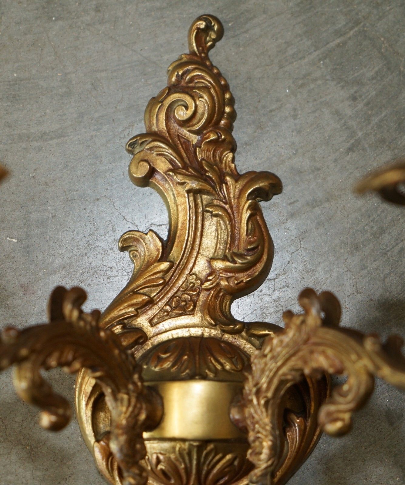Ornate Pair Of Stunning Antique French 1920's Bronzed Candle Sconce Wall Lights photo for sale