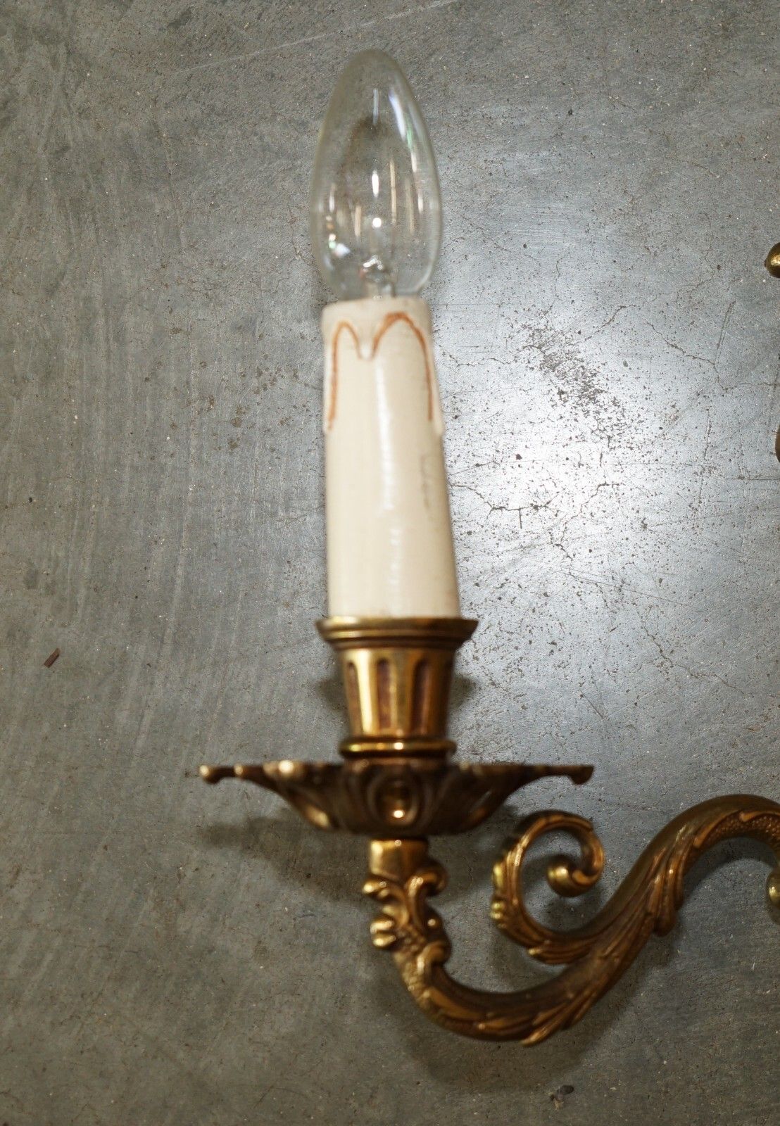 Wide Pair Of Stunning Antique French 1920's Bronzed Candle Sconce Wall Lights photo vinterior