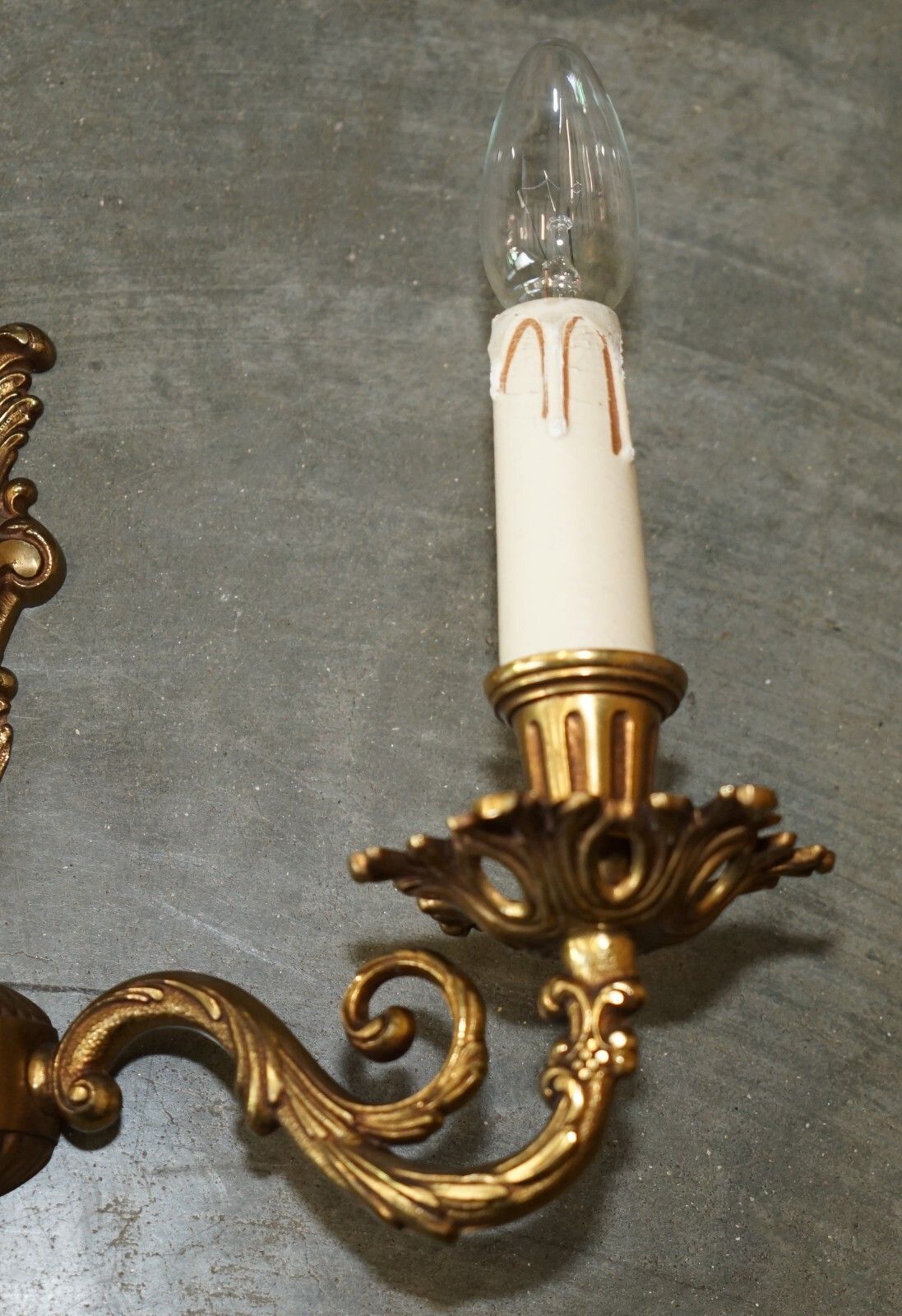 Lighting Wide Pair Of Stunning Antique French 1920's Bronzed Candle Sconce Wall Lights photo
