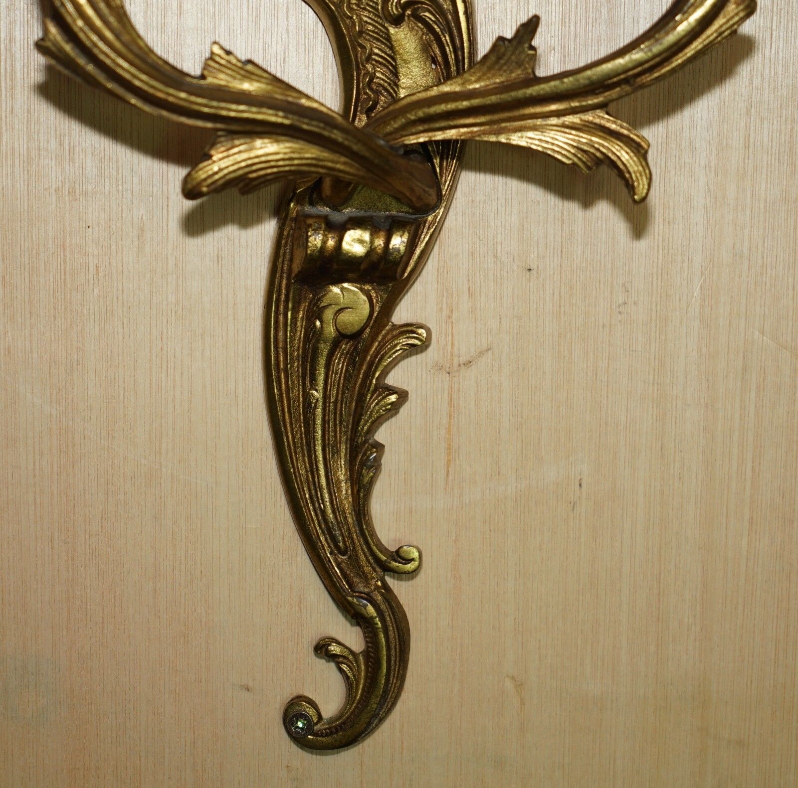 Pair Of Stunning Antique French 1920's Gilt Bronzed Candle Sconce Wall Lights photo vintage