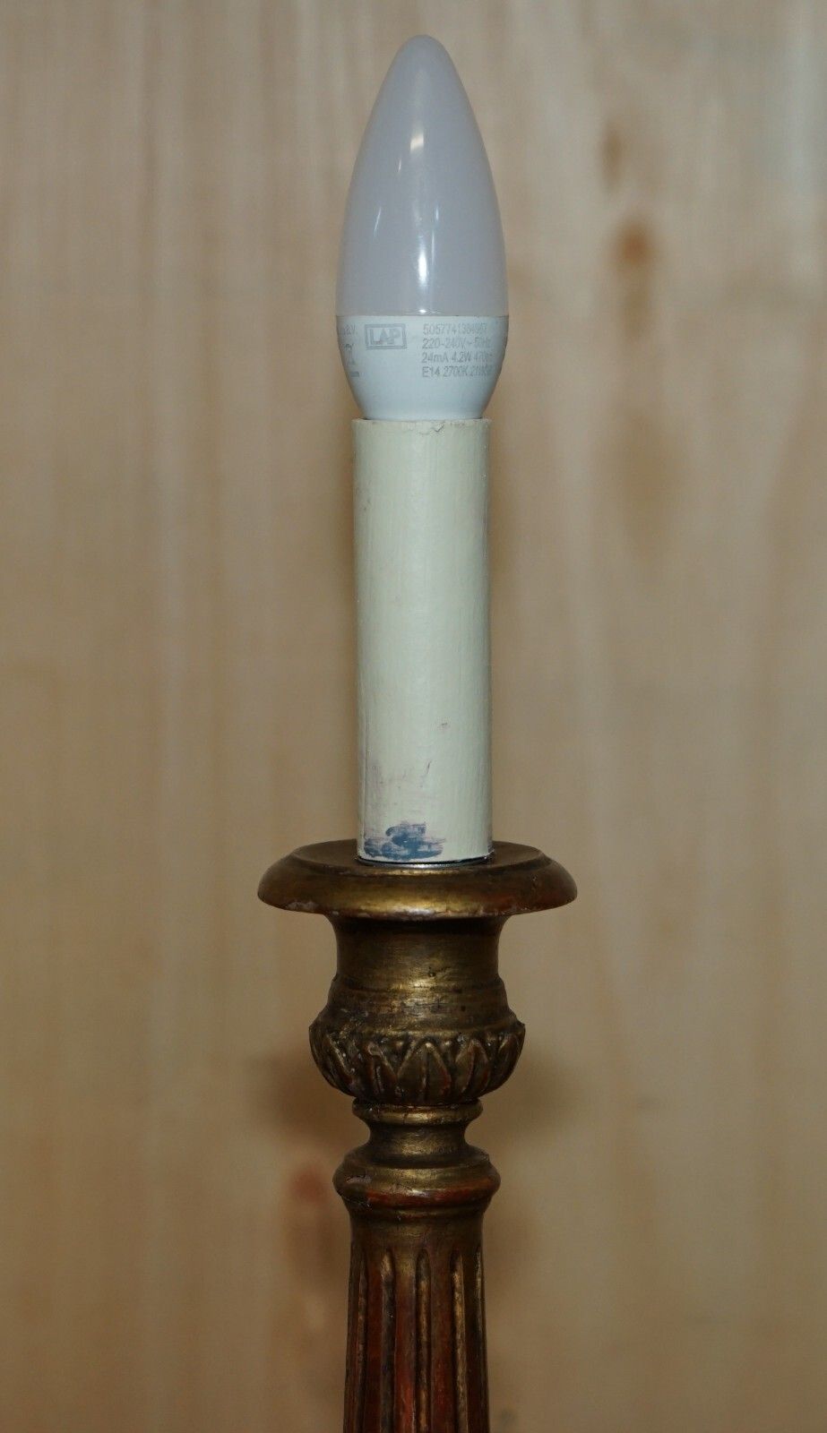 photo for sale Pair Of Circa 1900 Corinthian Pillar Desk Lamps Converted From Candelabras