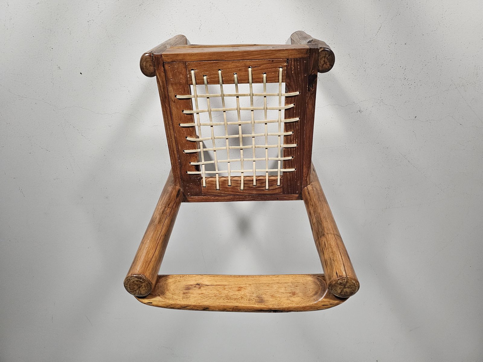 1700.0 Set Of 6 Solid Pine Wood And Leather Brutalist Dining Chairs, Belgium, 1970s photo