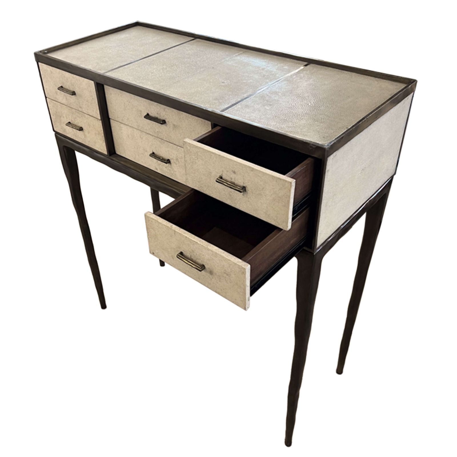 R&Y Augousti 'Melting Cosima' Console Table, Shagreen & Brass, 1990s photo for sale
