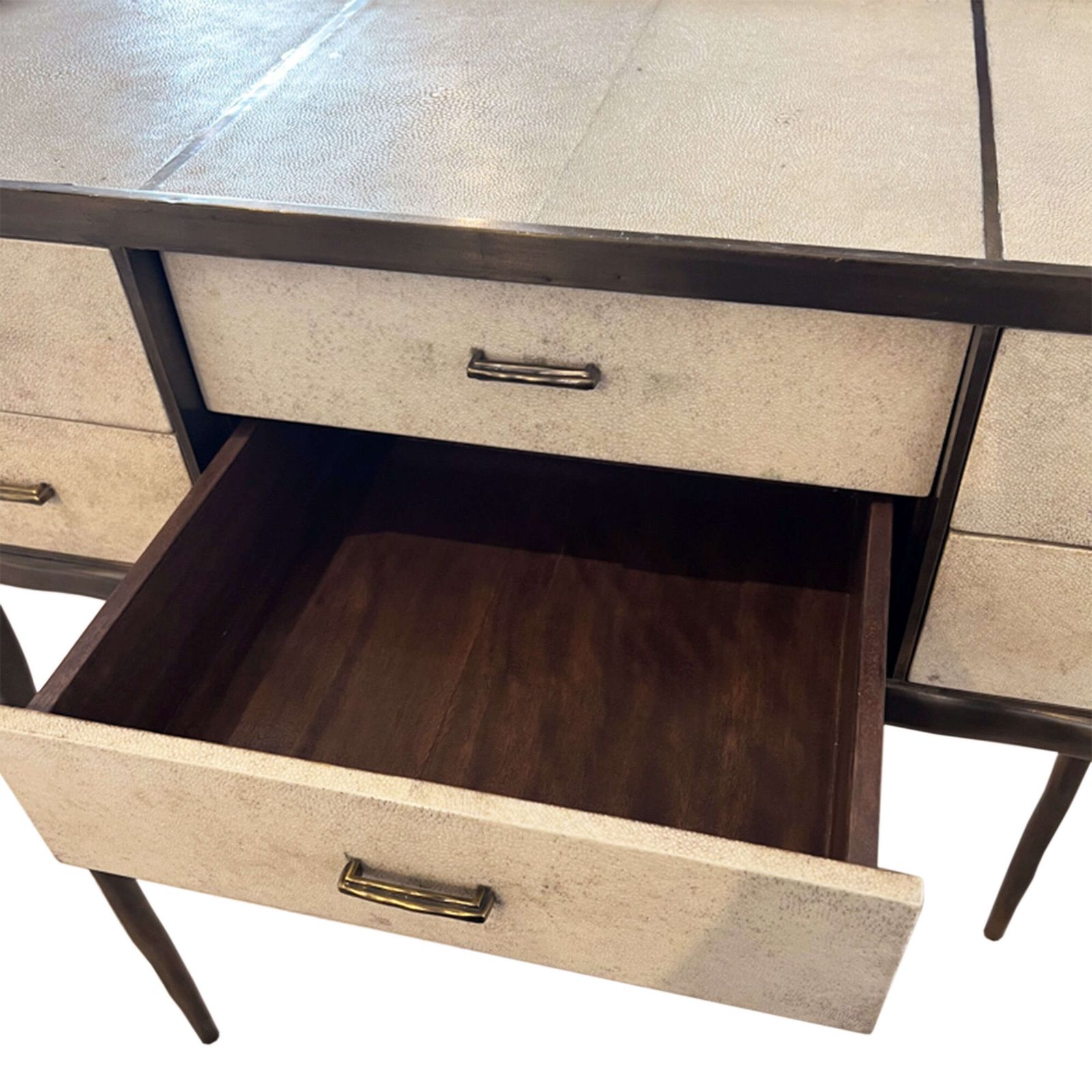 R&Y Augousti 'Melting Cosima' Console Table, Shagreen & Brass, 1990s photo Furniture