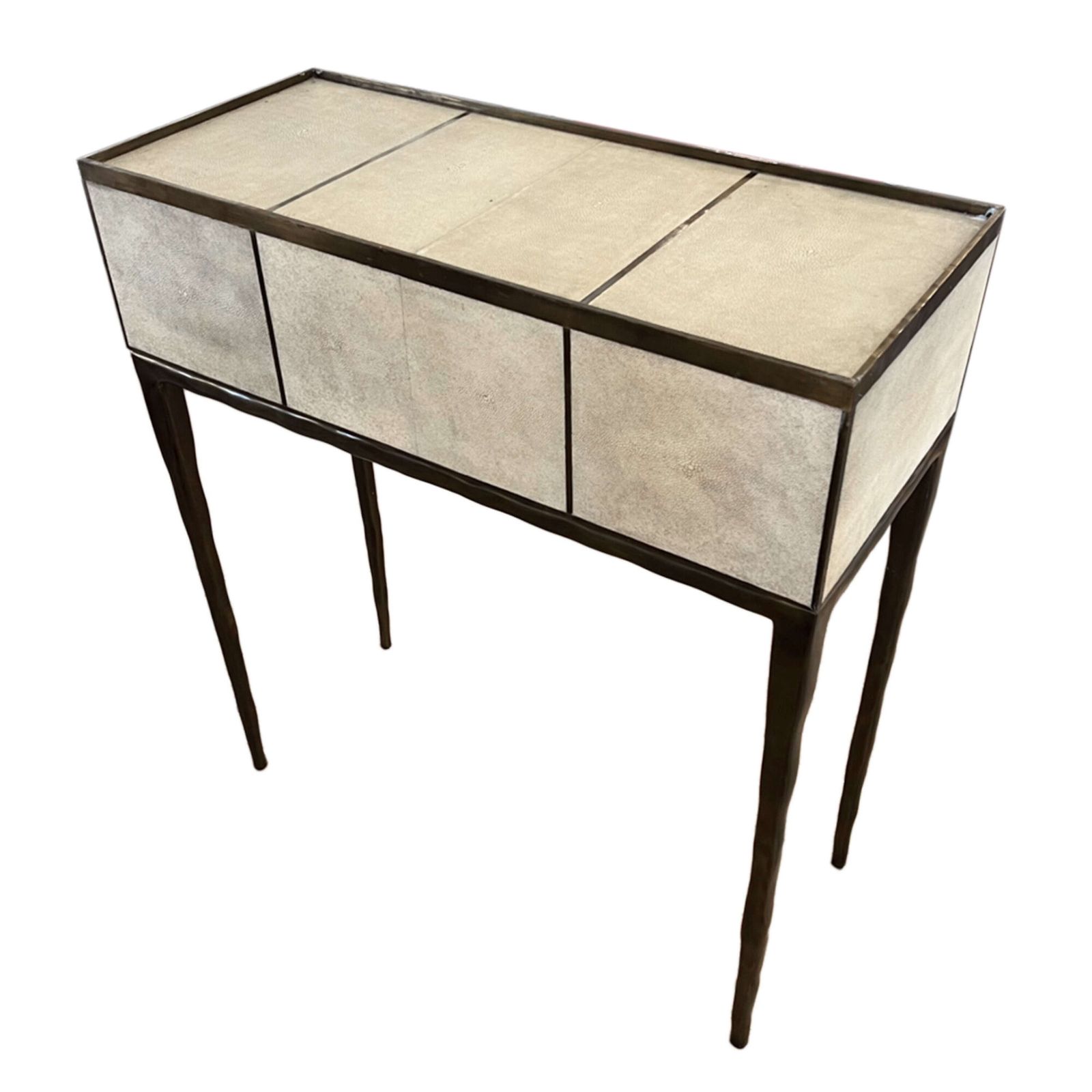 R&Y Augousti 'Melting Cosima' Console Table, Shagreen & Brass, 1990s photo 4950.0