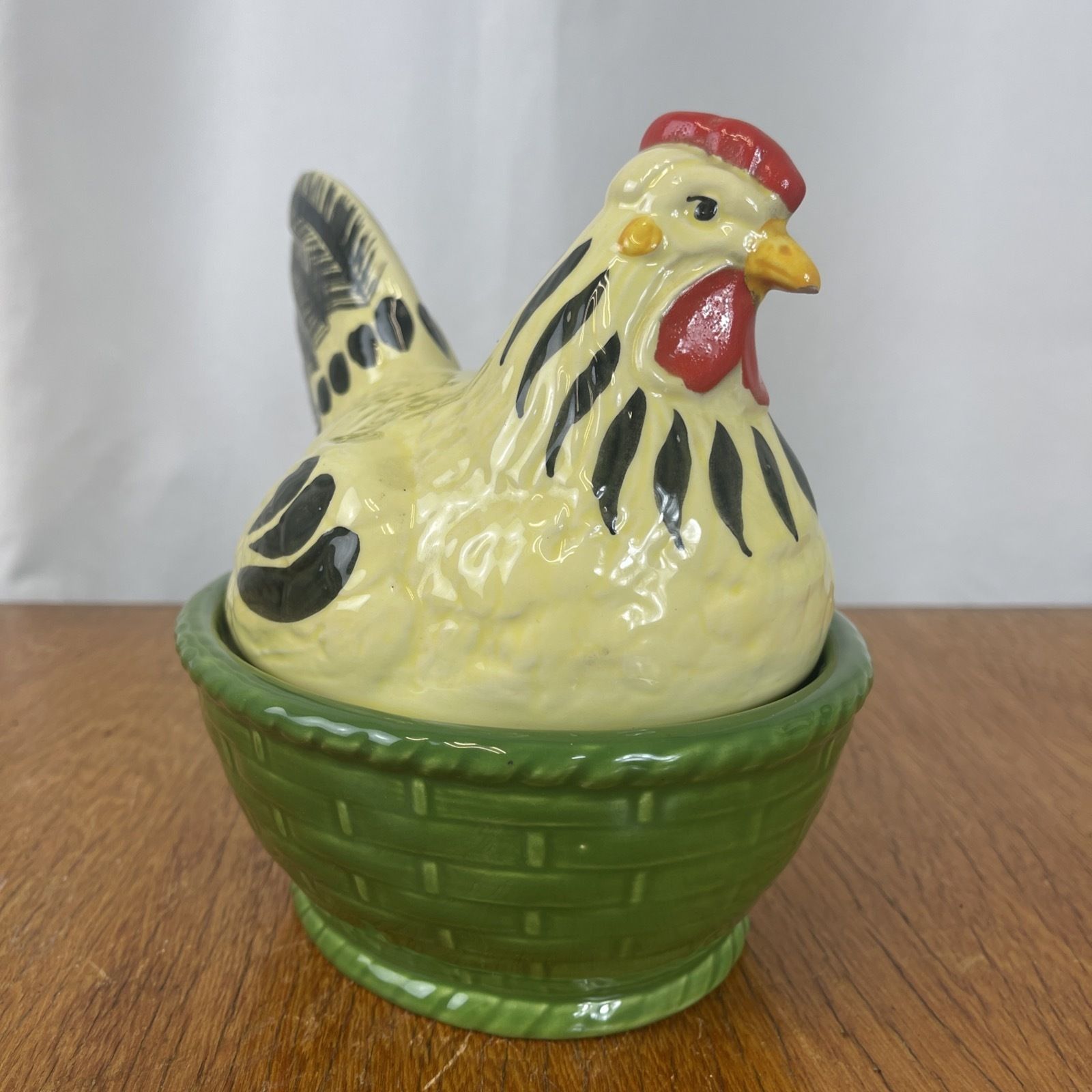 Ceramic Egg Holder Basket With Hood Rooster And Hen Hand Painted By Zellerkeramik 90s photo buy