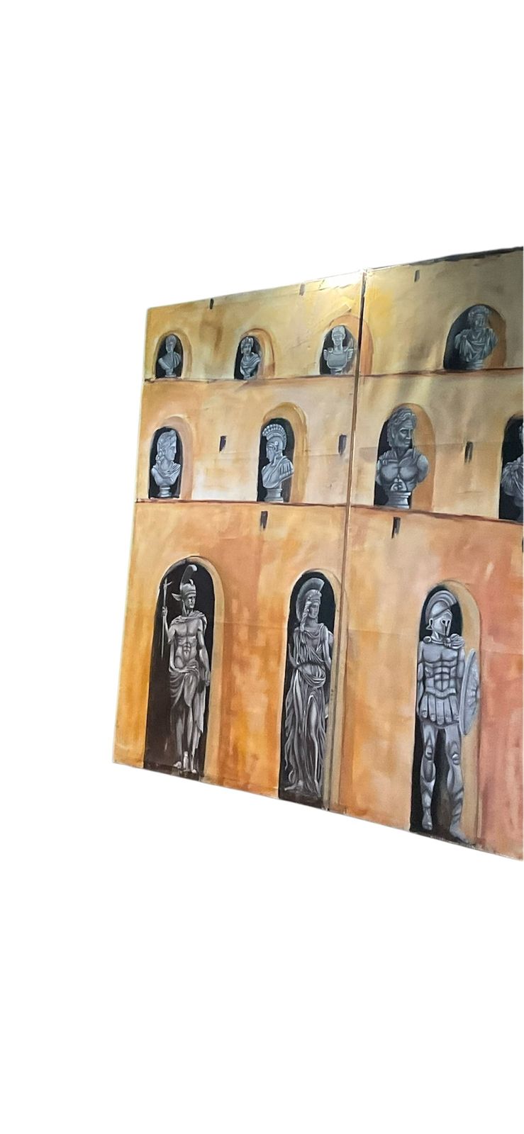 Very Unusual And Decorative Set Three Italian 1970’s Paintings On Canvas photo vinterior