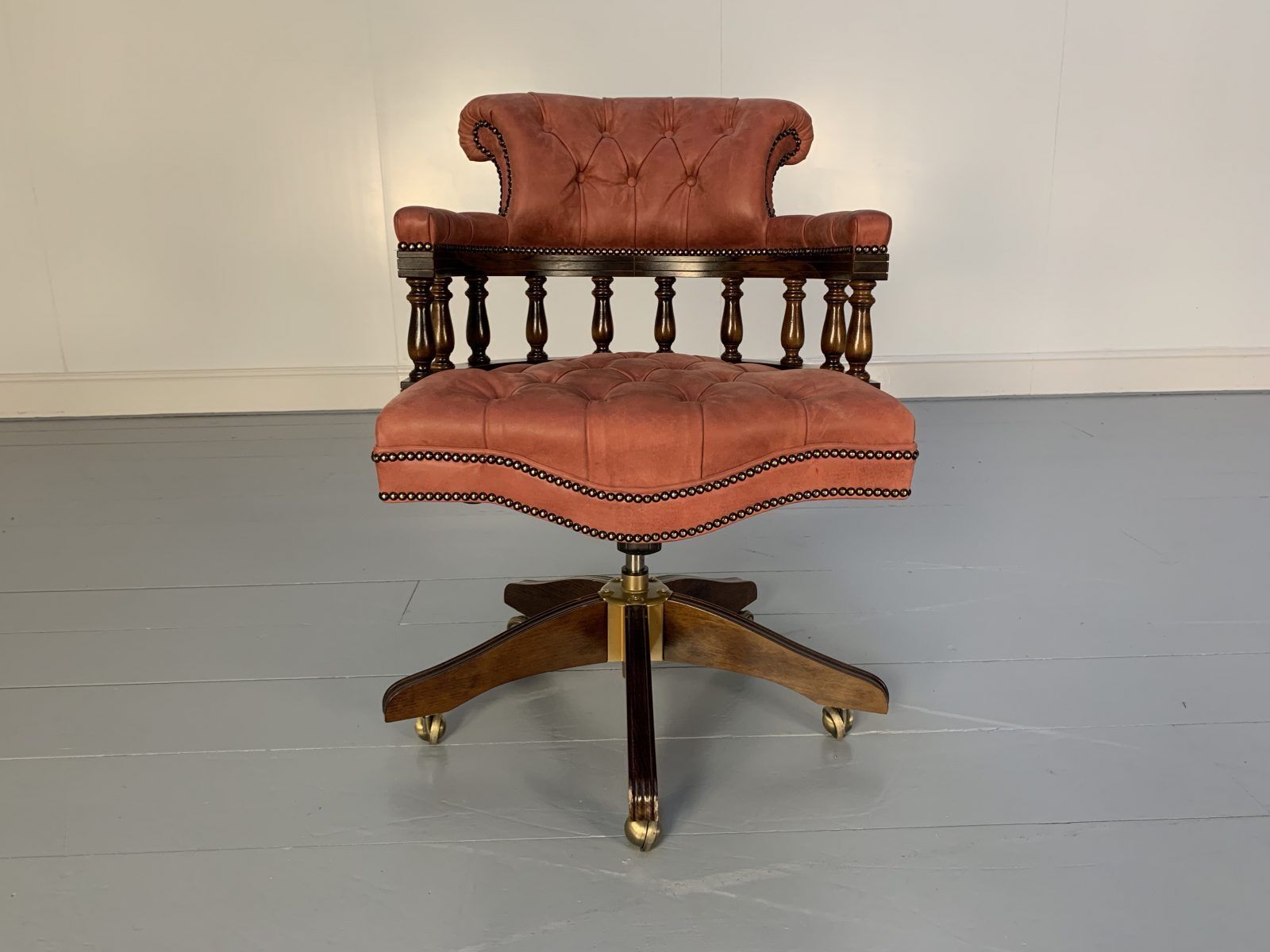 George Smith “Captain’s” Swivel Office Chair Armchair – In Pink Leather