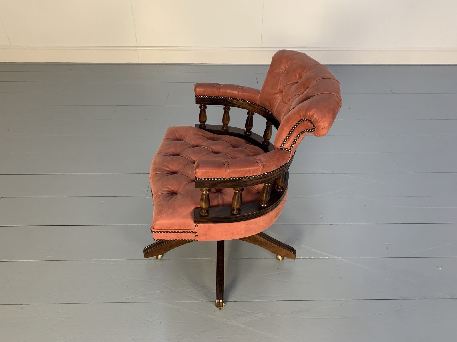photo furniture George Smith “Captain’s” Swivel Office Chair Armchair – In Pink Leather