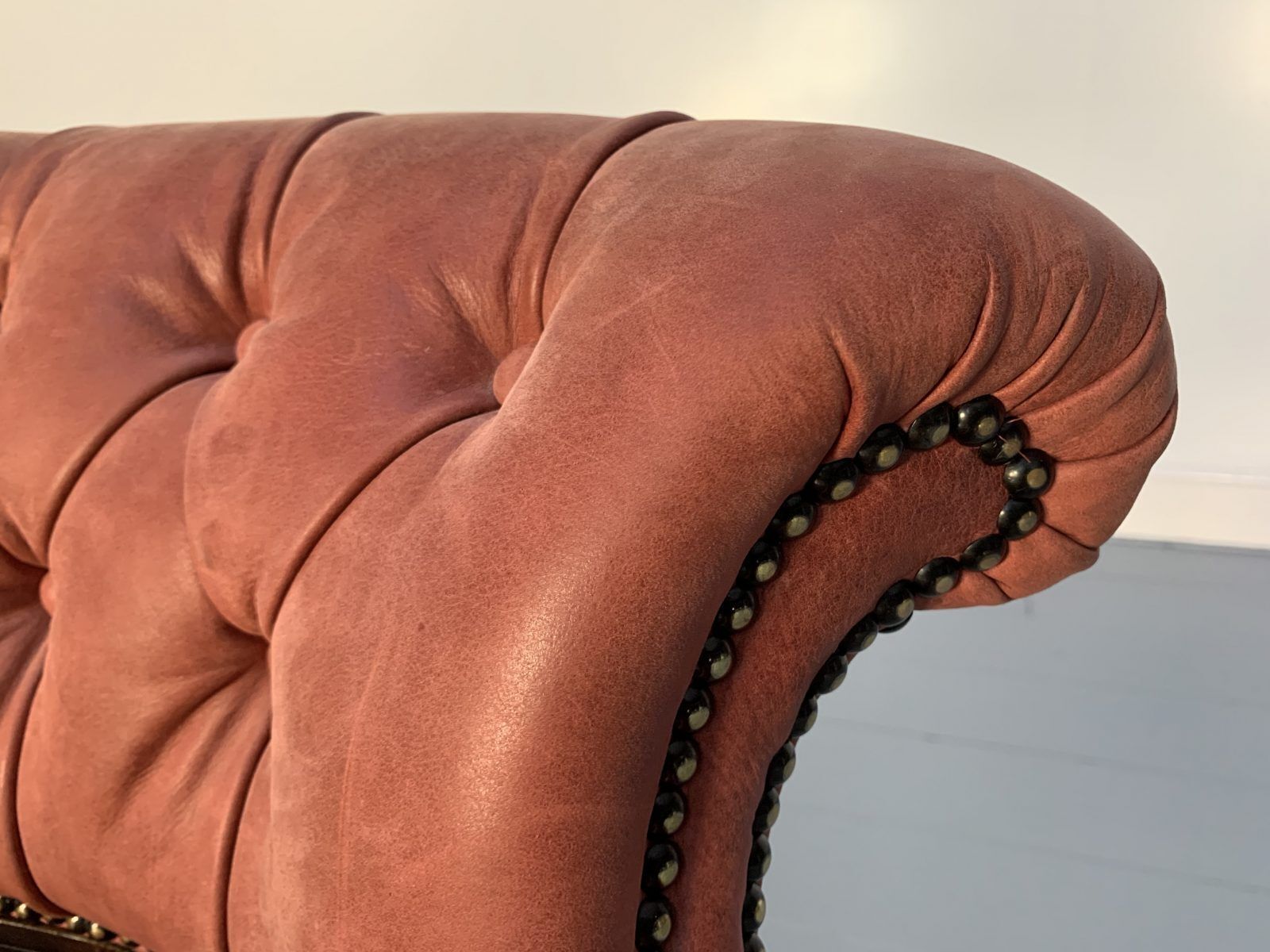 Furniture George Smith “Captain’s” Swivel Office Chair Armchair – In Pink Leather photo