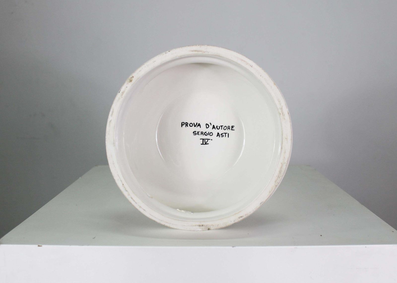 photo furniture Sergio Asti Bbk Vase In White Enameled Ceramic Dated In 1980s Author's Proof