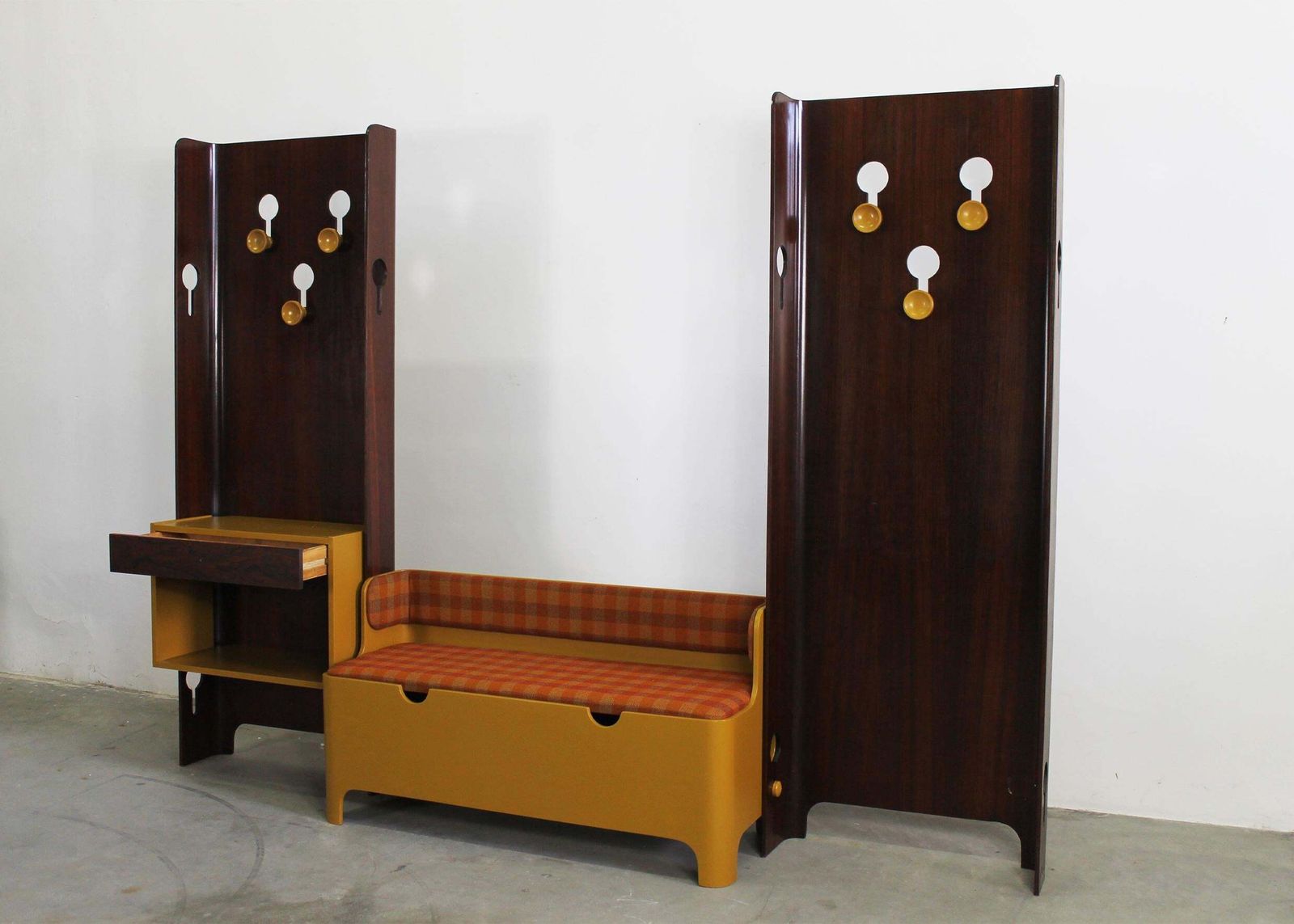 Carlo De Carli Entrance Hall Set In Plywood And Fabric By Fiarm 1960s photo for sale