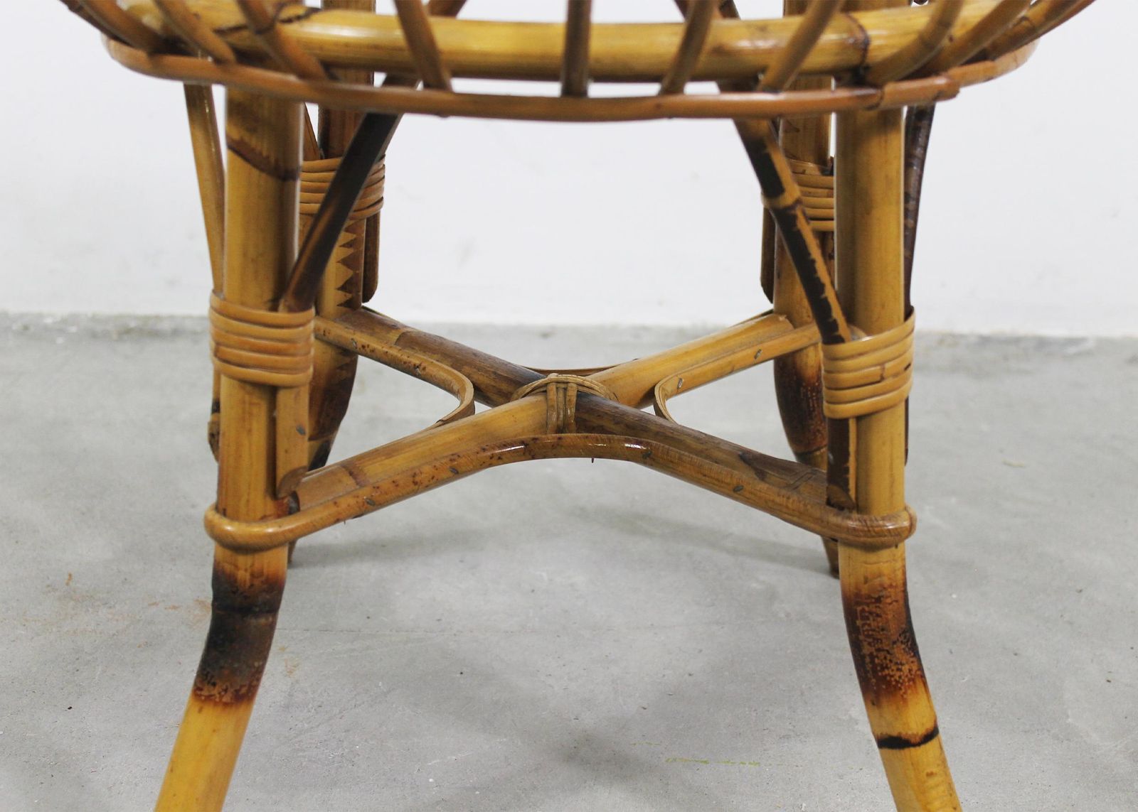 photo furniture Franco Albini Set Of Two Stools In Rattan And Bamboo Italian Manufacture 1960s