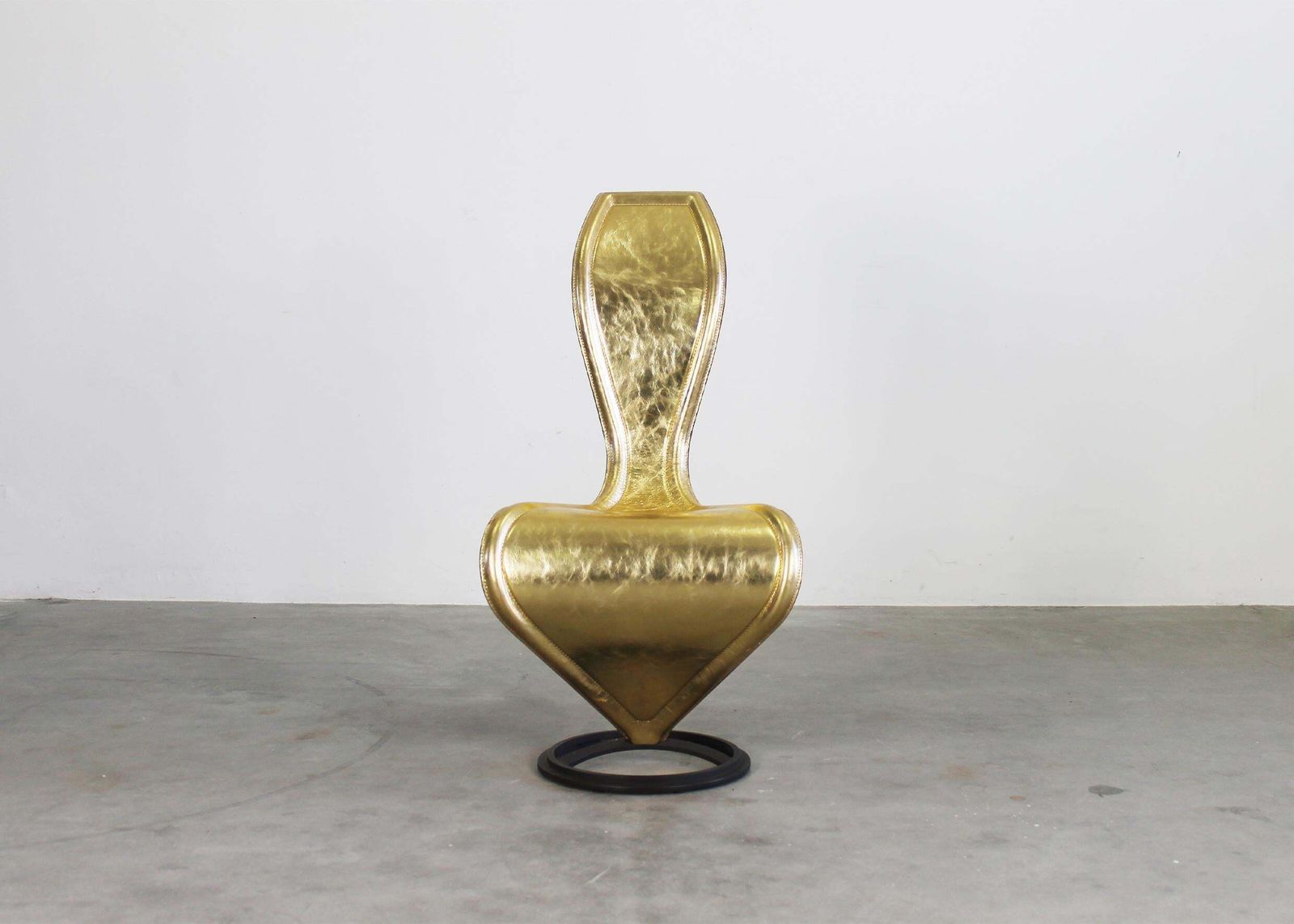 Tom Dixon S Chair In Gold Leather And Metal Structure By Cappellini 2000s photo furniture