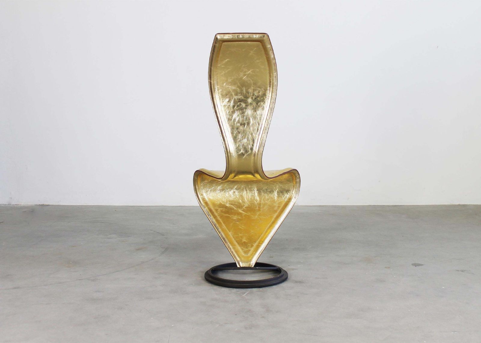 Tom Dixon S Chair In Gold Leather And Metal Structure By Cappellini 2000s photo Furniture