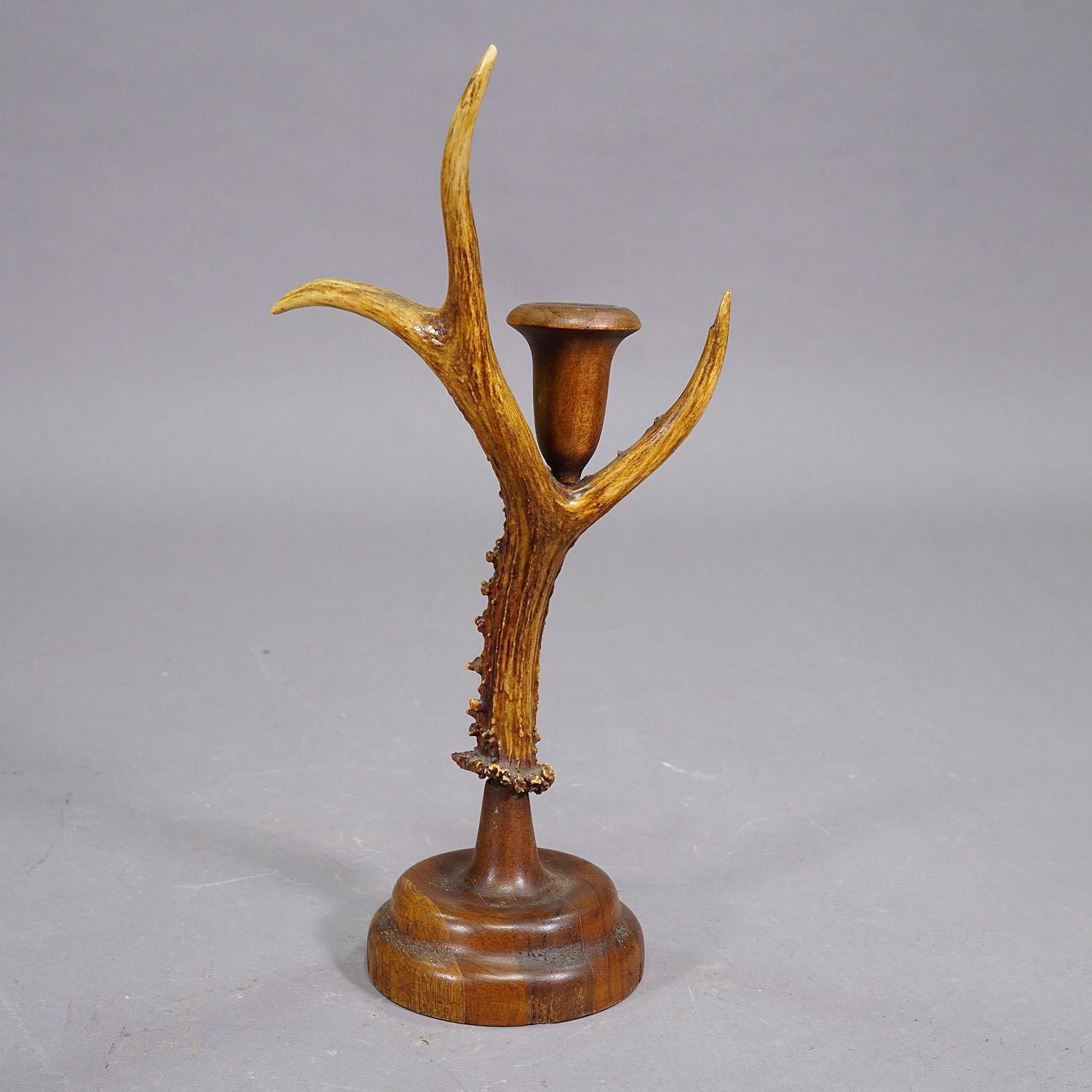 Black Forest Candle Holder With Wooden Base And Spout, Germany photo Home Decor