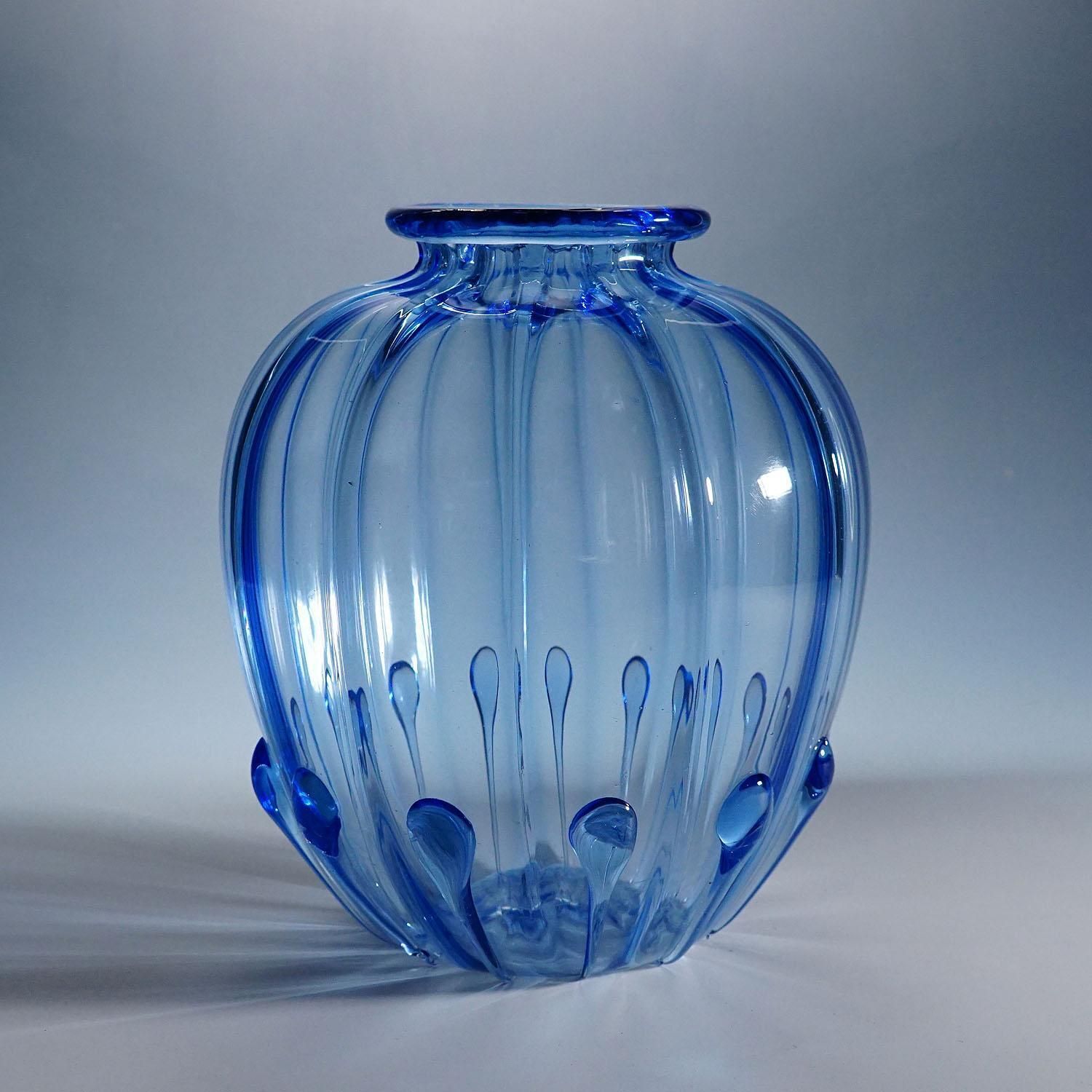 Large Vetro Soffiato Glass Vase By Vittorio Zecchin For Venini Murano 1924 photo for sale