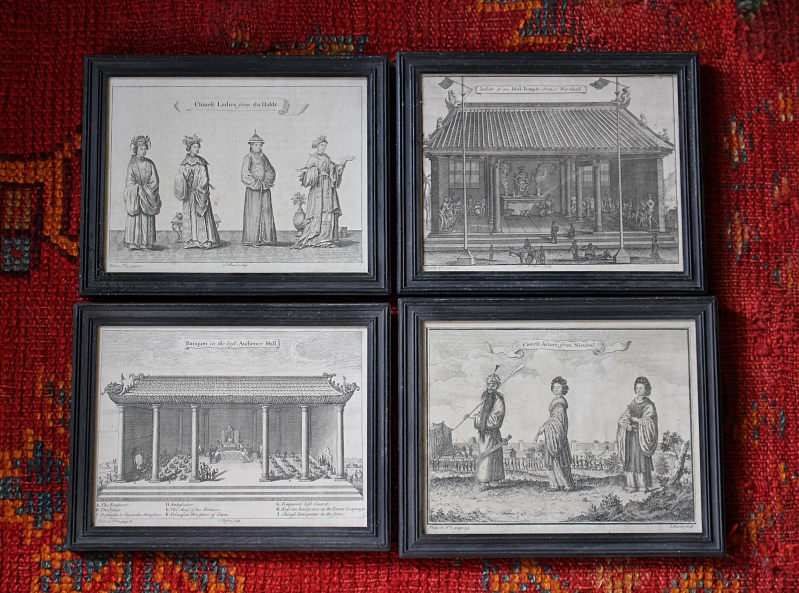 Art 18th Century Ethnographic Interest Asian Natives & Temples Framed Engravings photo