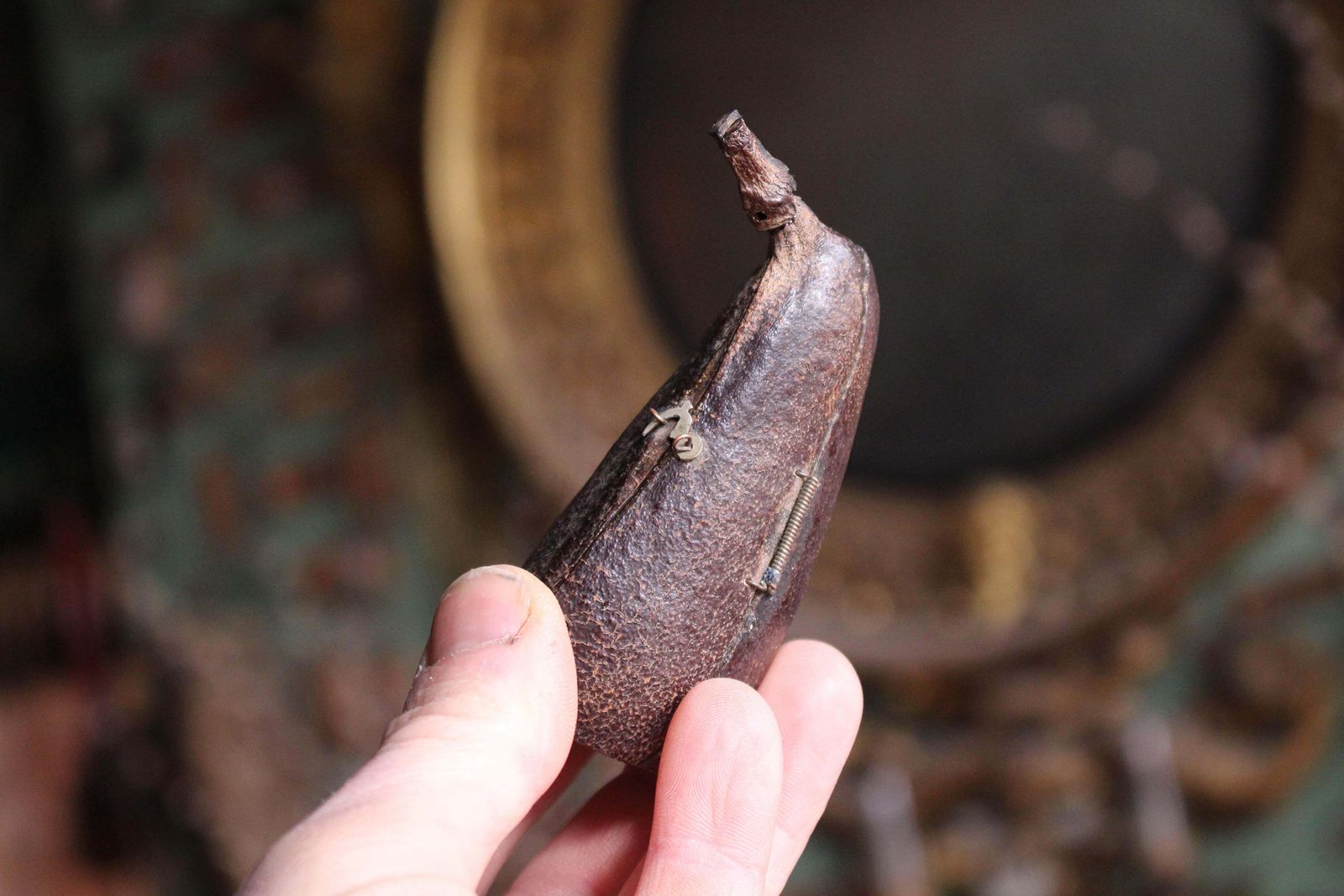 19th Century Maritime Nautical Sailor Folk Art Carved Cassia Pod Nut Curiosity photo vintage