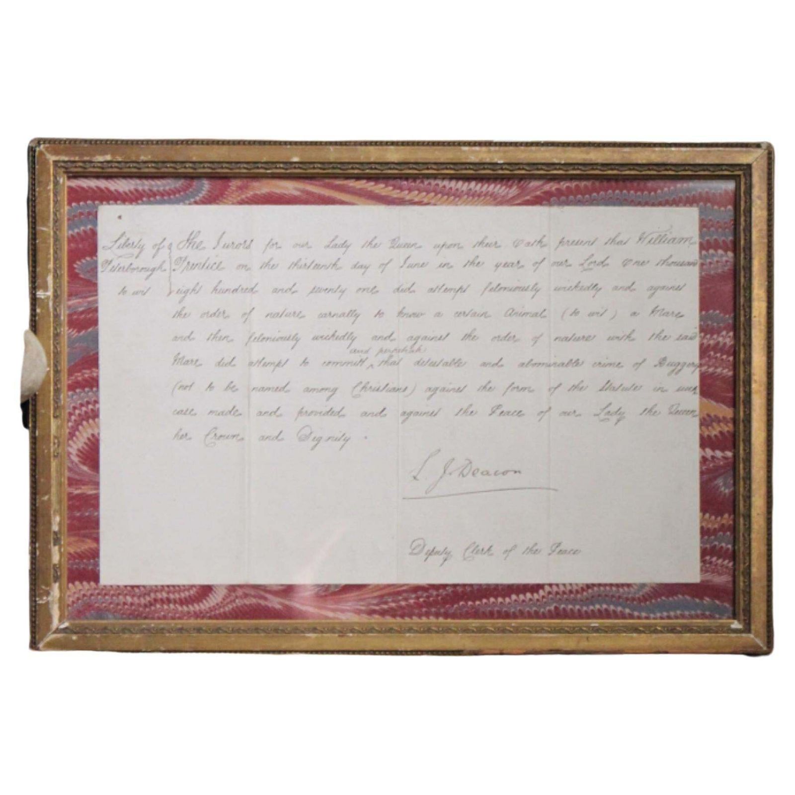 19th Century Police Report Buggery With A Horse 1871 William Prudice Curio