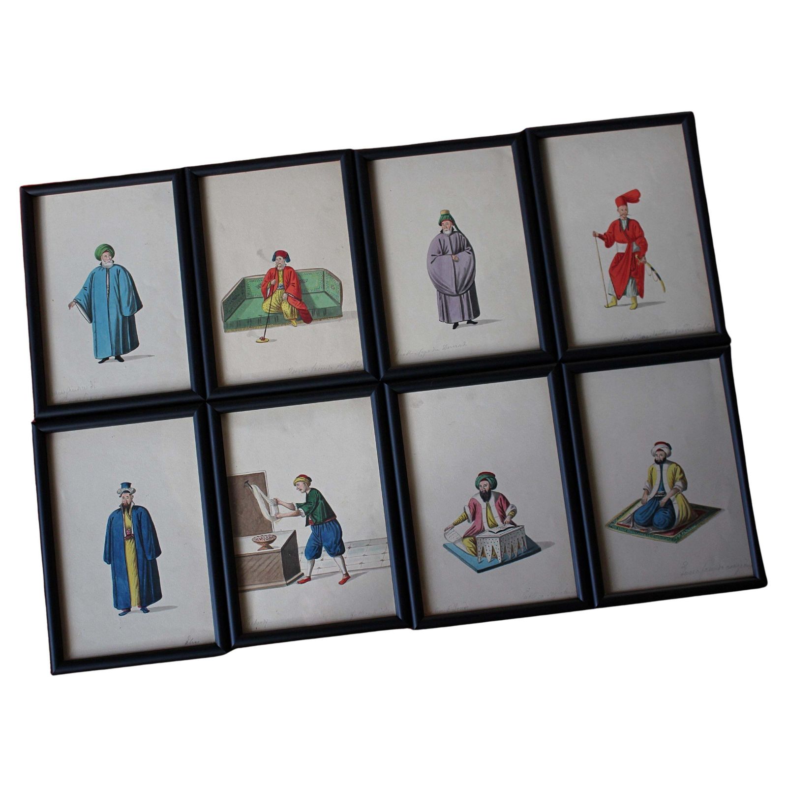 Eight 19th Century Italian School Watercolours Turkish & Eastern Portraits