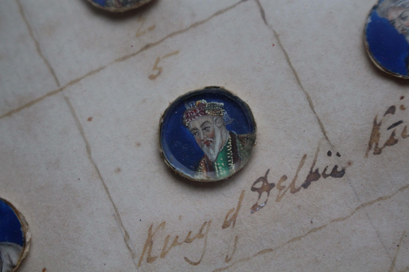 19th Century Circa 1860 Button Miniature Portraits Indian Mutiny photo vintage