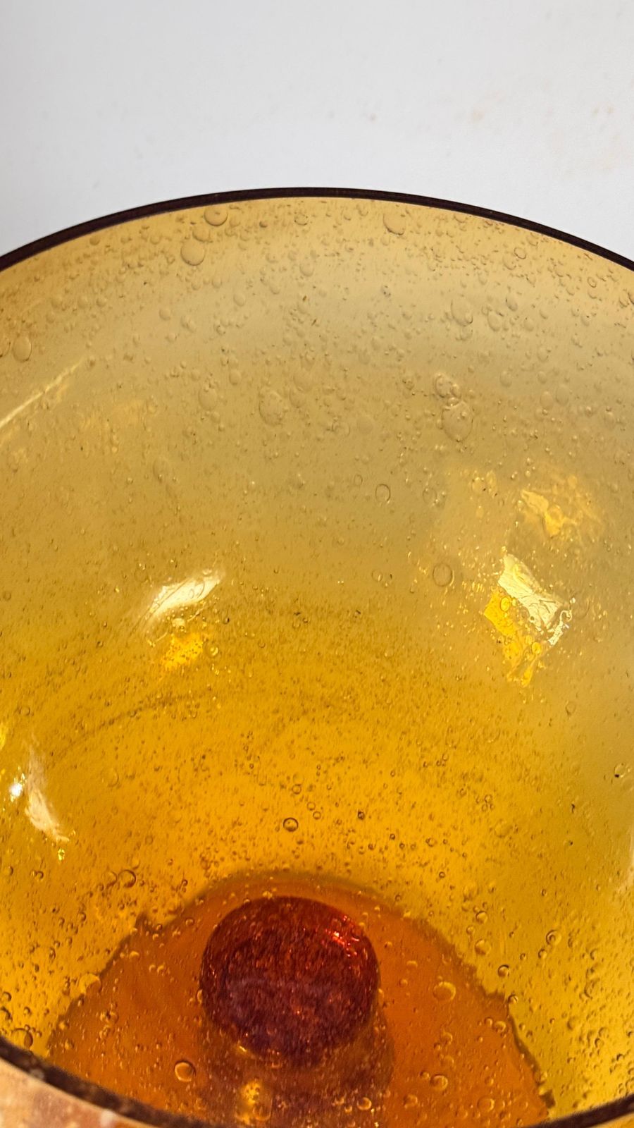 1970s Biot Glass Fruit Bowl & Cocktail Set, Yellow Orange Bubble Glass France photo vinterior