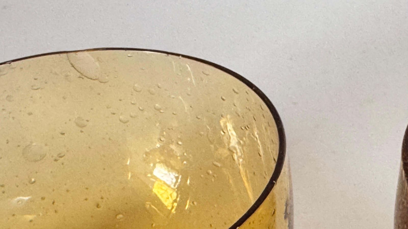 Home Decor 1970s Biot Glass Fruit Bowl & Cocktail Set, Yellow Orange Bubble Glass France photo