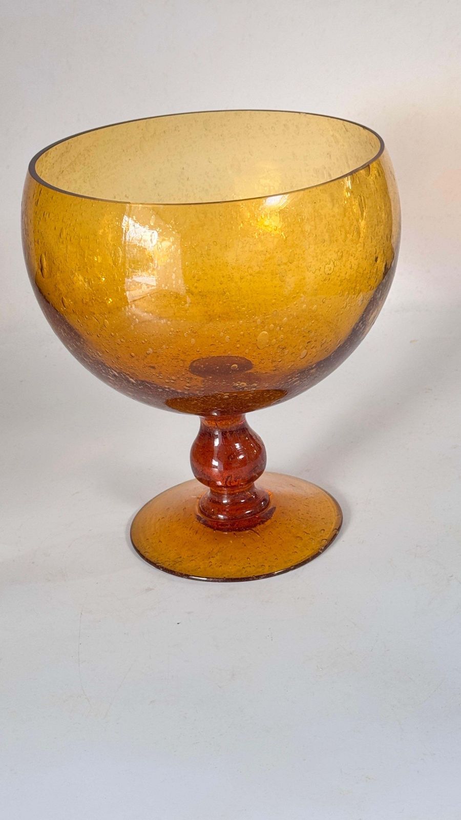 photo vinterior 1970s Biot Glass Fruit Bowl & Cocktail Set, Yellow Orange Bubble Glass France