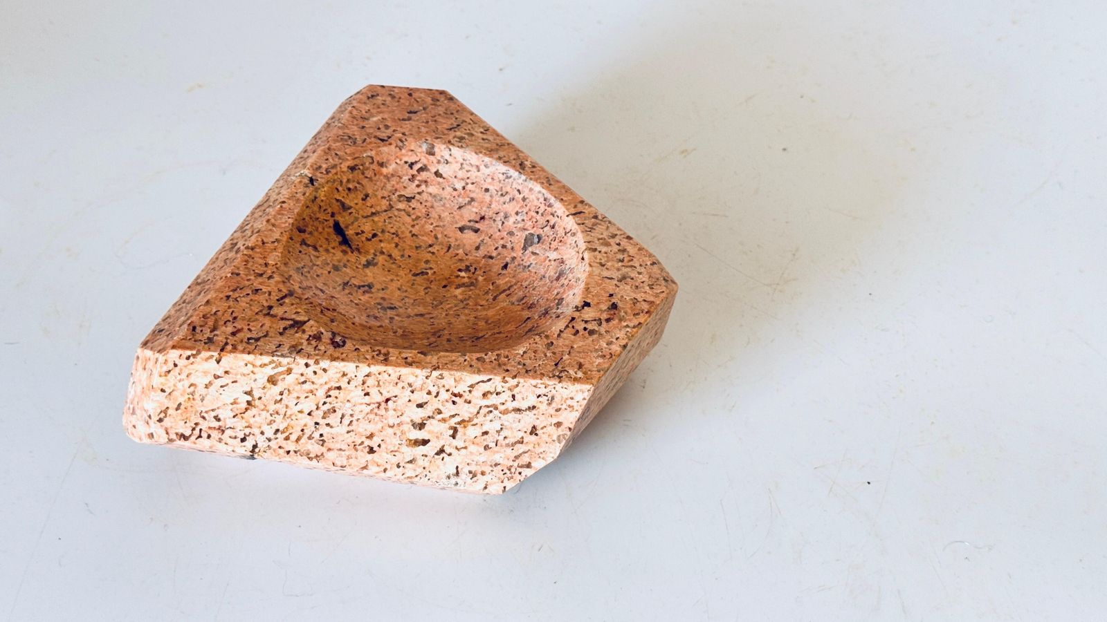 Home Decor Heavy Art Deco Ashtray, 1930s, Straight Lines Inspired By Bauhaus Pink Marble photo
