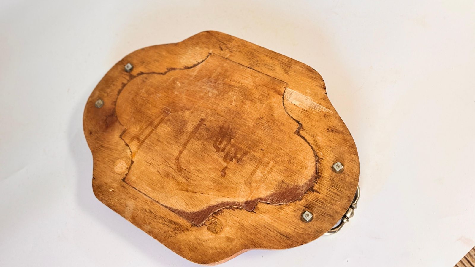 Rustic Wooden Serving Tray With Ceramic Tiles And Metal Handles French Provencal photo vinterior