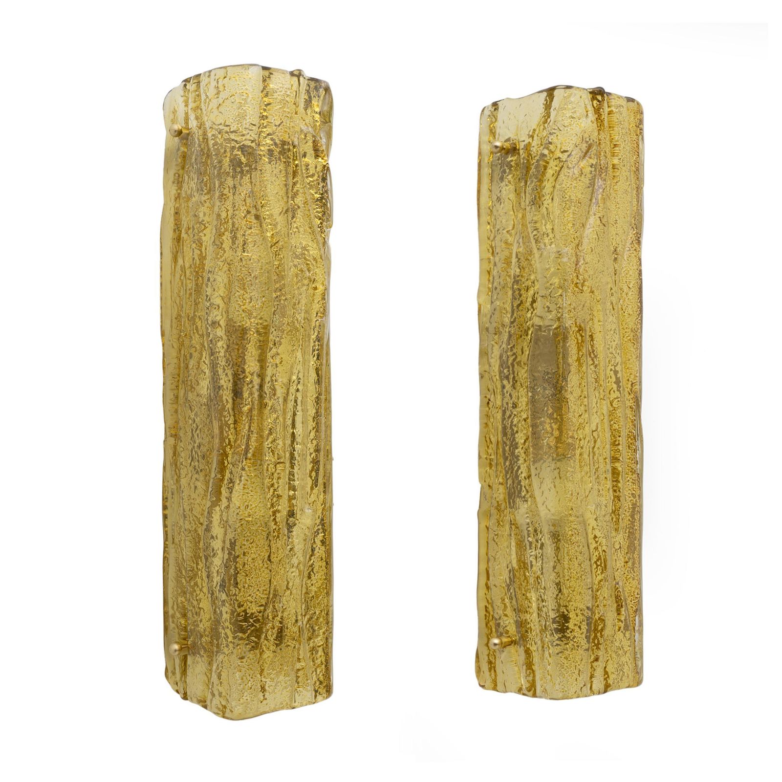 Pair Of Mazzega Style Gold Yellow Murano Glass Sconces photo furniture