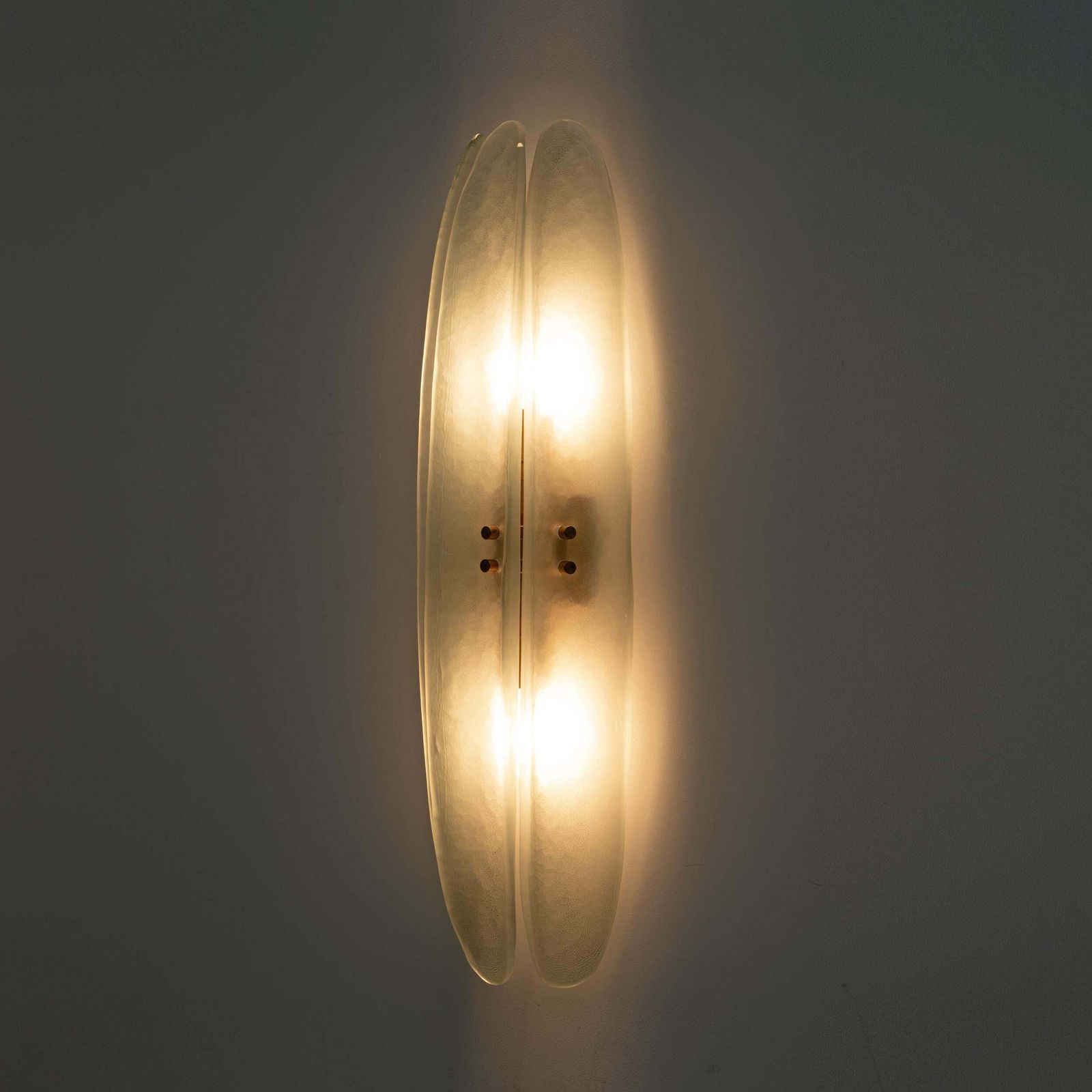 Pair Of Fontana Arte Style Mid Century Modern Aqua Green Murano Glass Sconces photo for sale