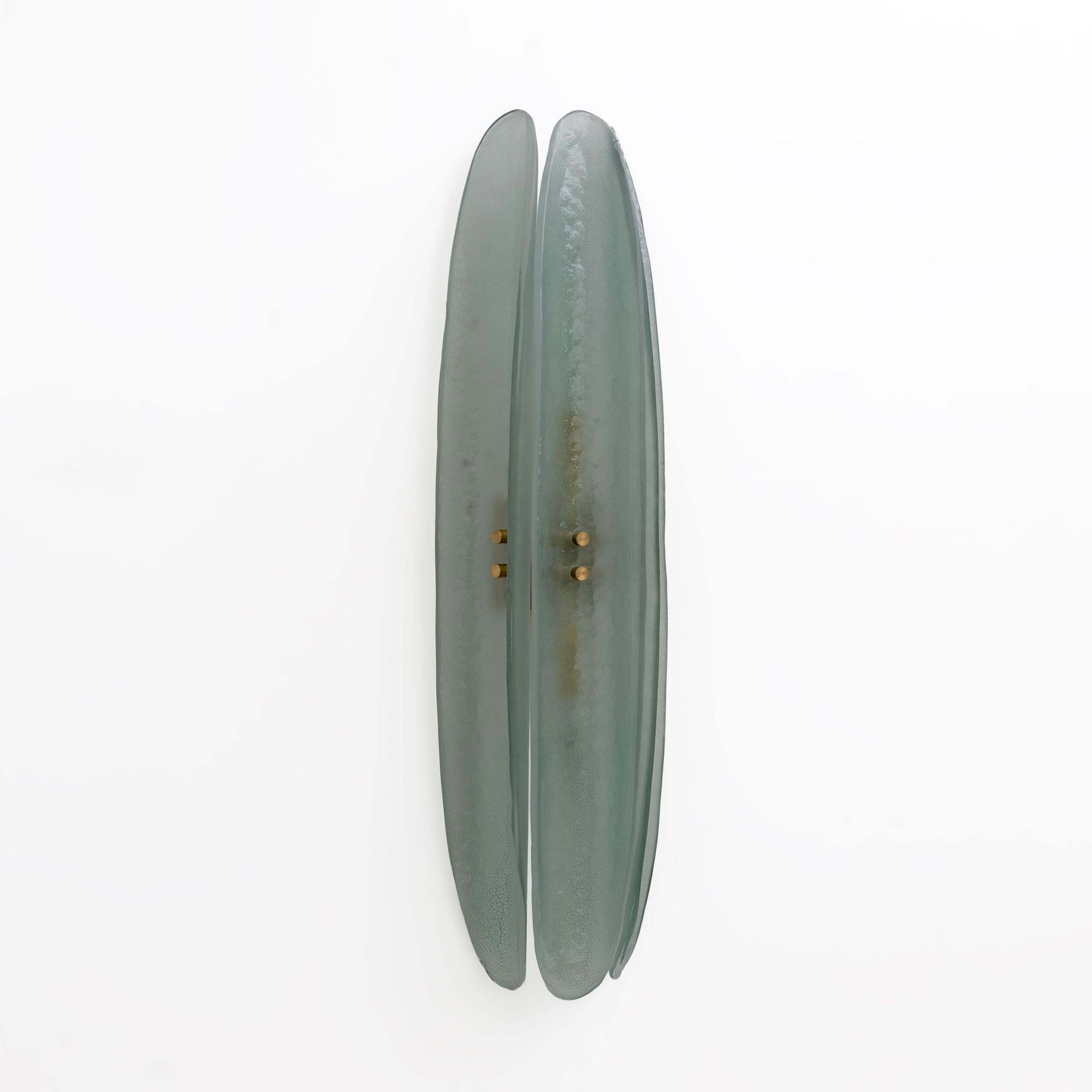 Pair Of Fontana Arte Style Mid Century Modern Aqua Green Murano Glass Sconces photo Lighting