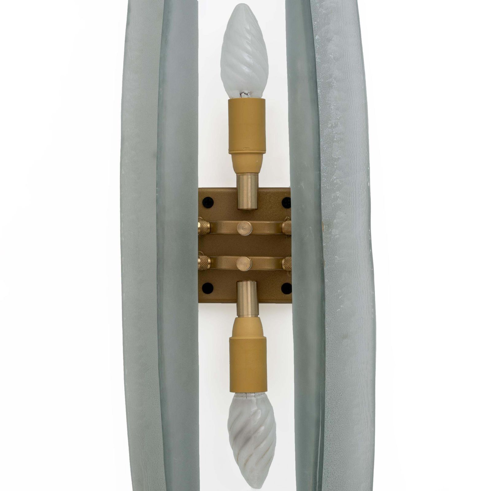 photo for sale Pair Of Fontana Arte Style Mid Century Modern Aqua Green Murano Glass Sconces