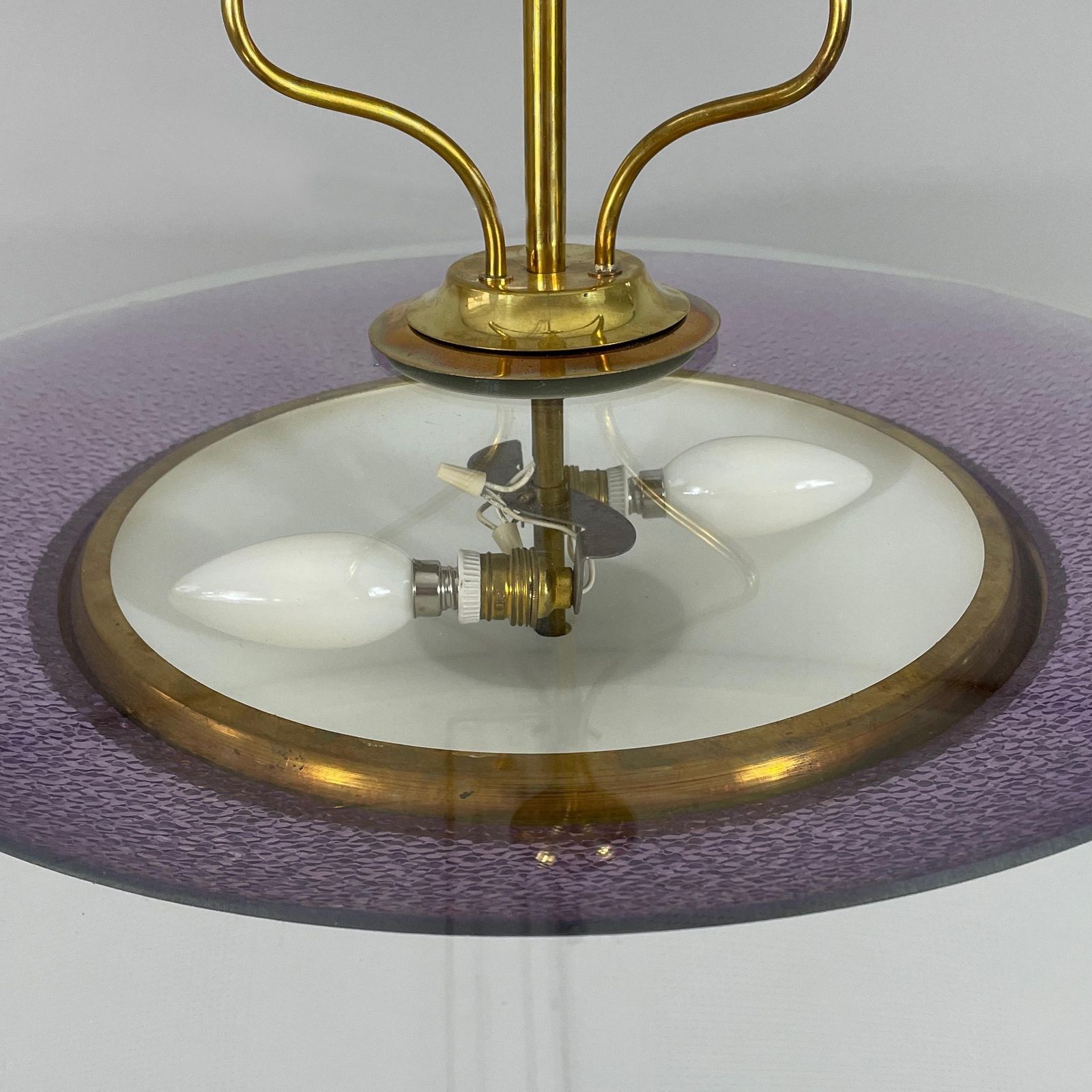 Pietro Chiesa Fontane Arte Style Glass & Brass Chandelier, Italy 1950s photo vintage