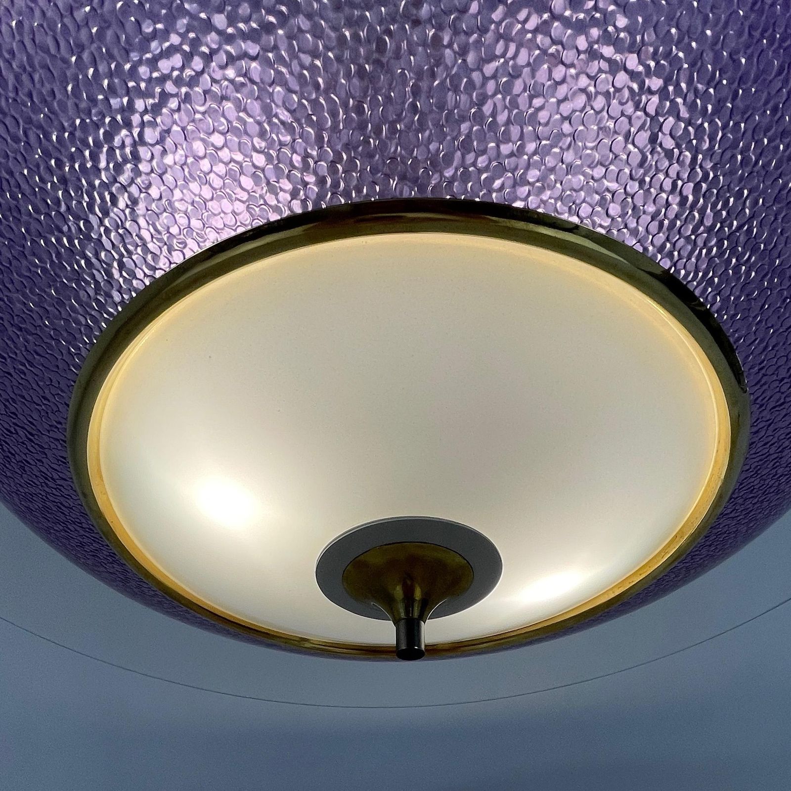photo vinterior Pietro Chiesa Fontane Arte Style Glass & Brass Chandelier, Italy 1950s
