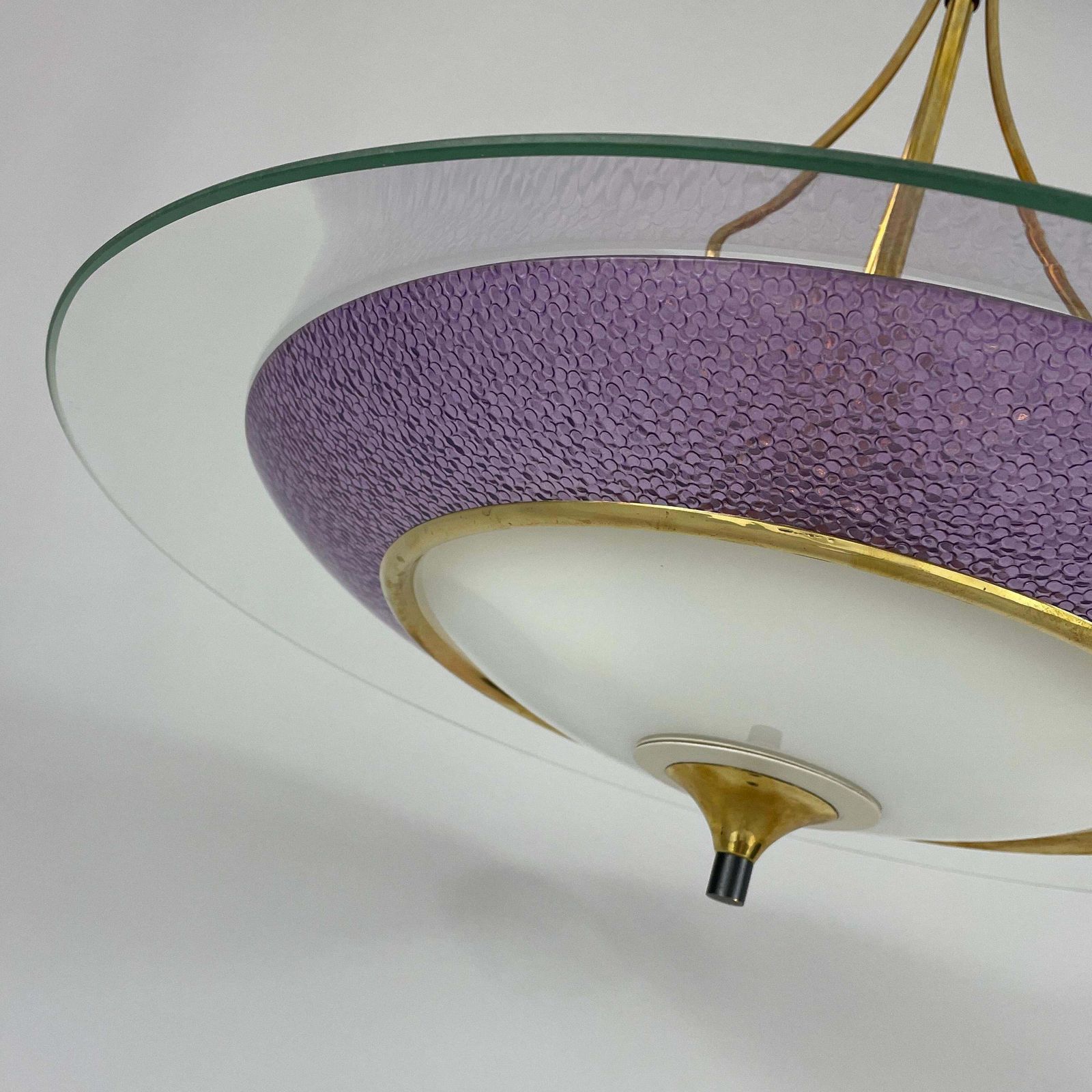 photo buy Pietro Chiesa Fontane Arte Style Glass & Brass Chandelier, Italy 1950s