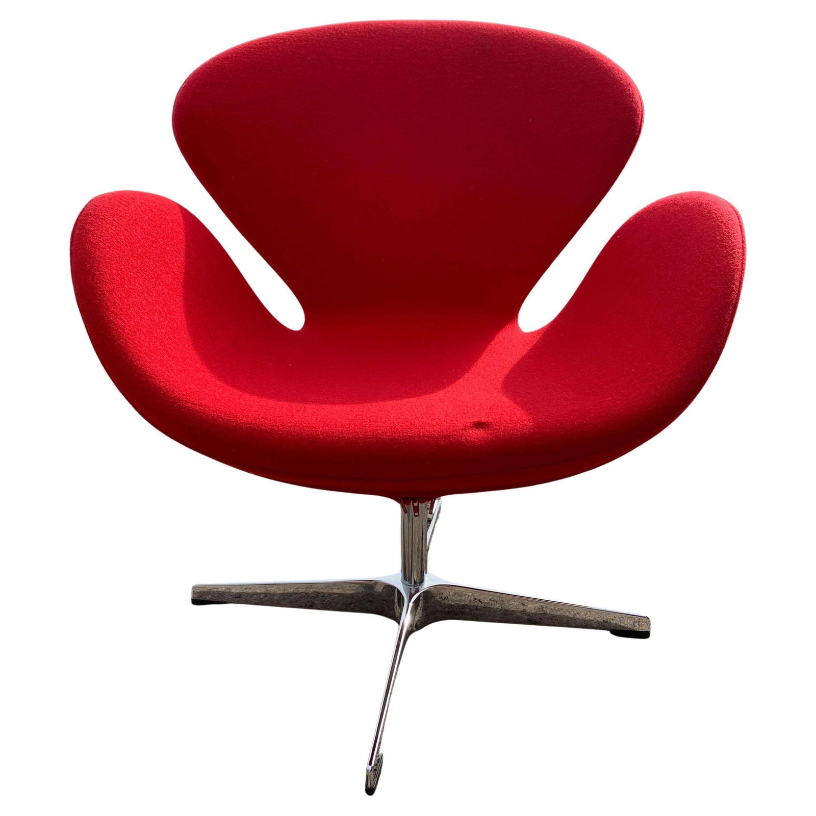 Arne Jacobsen Swan Chair (No Labels) In Red Upholstery On A Four Star Metal Base Two Chairs In Stock Price Per Chair Ol photo buy