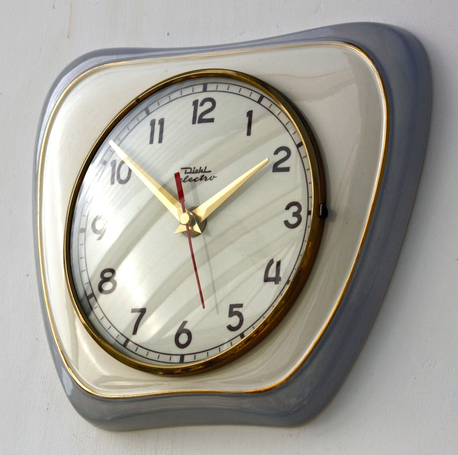 Vintage Diehl Wall Clock   25cm Ceramic Retro Style Mid Century Style Antique Grey Clock Gift Off The Wall Clocks photo furniture
