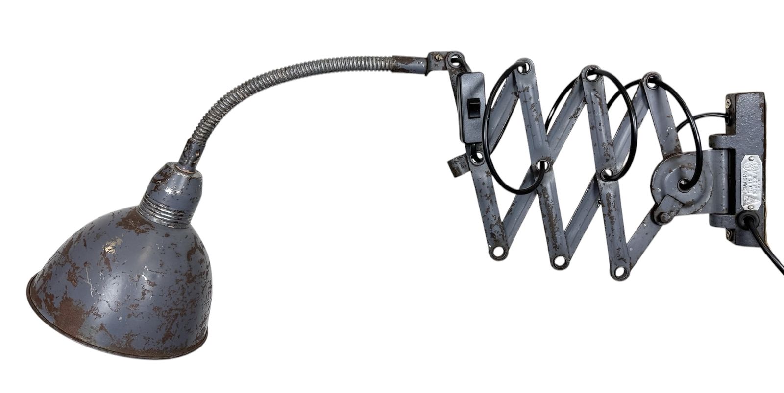 Grey Industrial Scissor Wall Lamp From Elektroinstala, 1960s