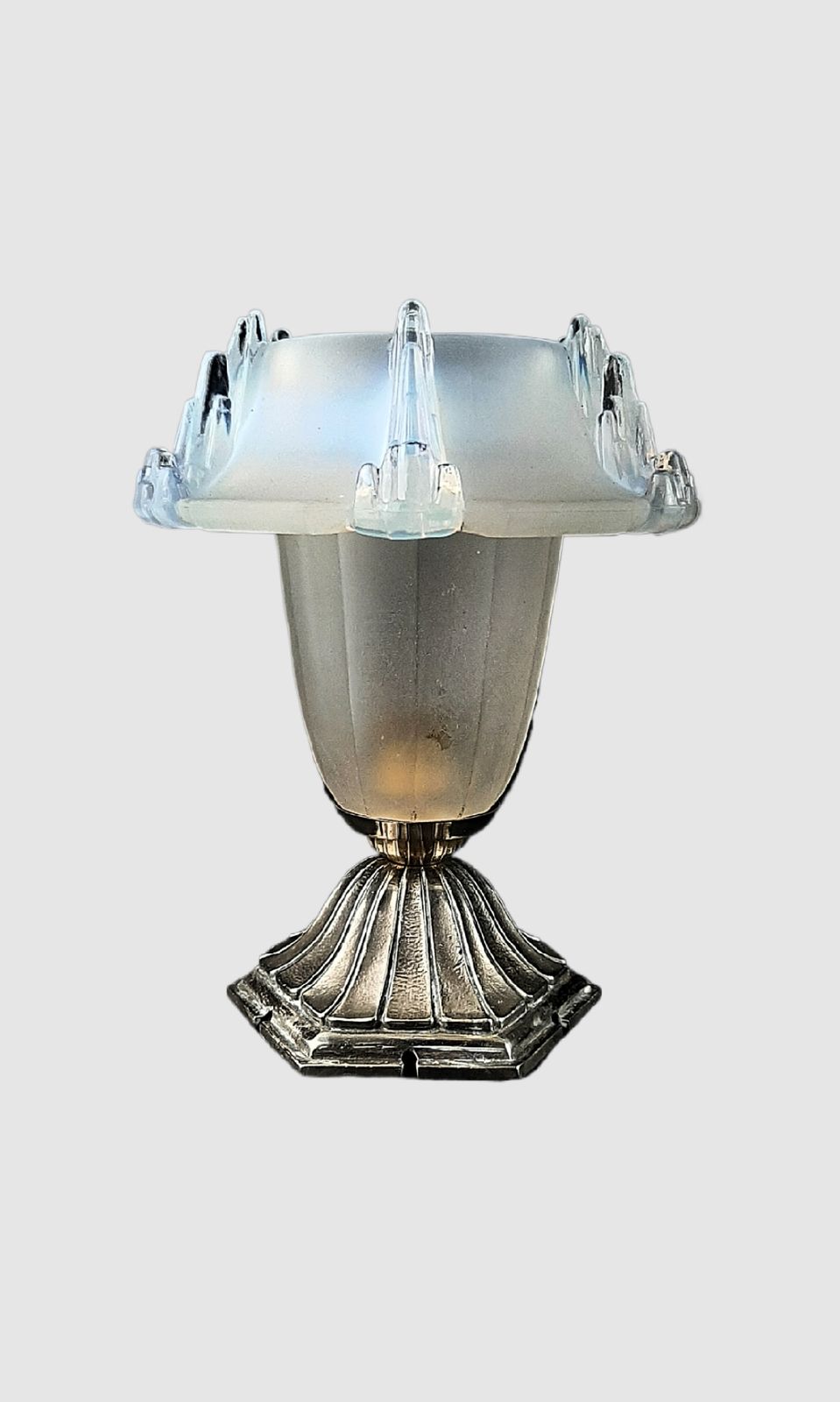 Pair Of Art Deco Lamps To Bookend Your Favourite Artwork Or Sculpture Opalescent Glass Shades Bronze Base France 1930s photo 480.0