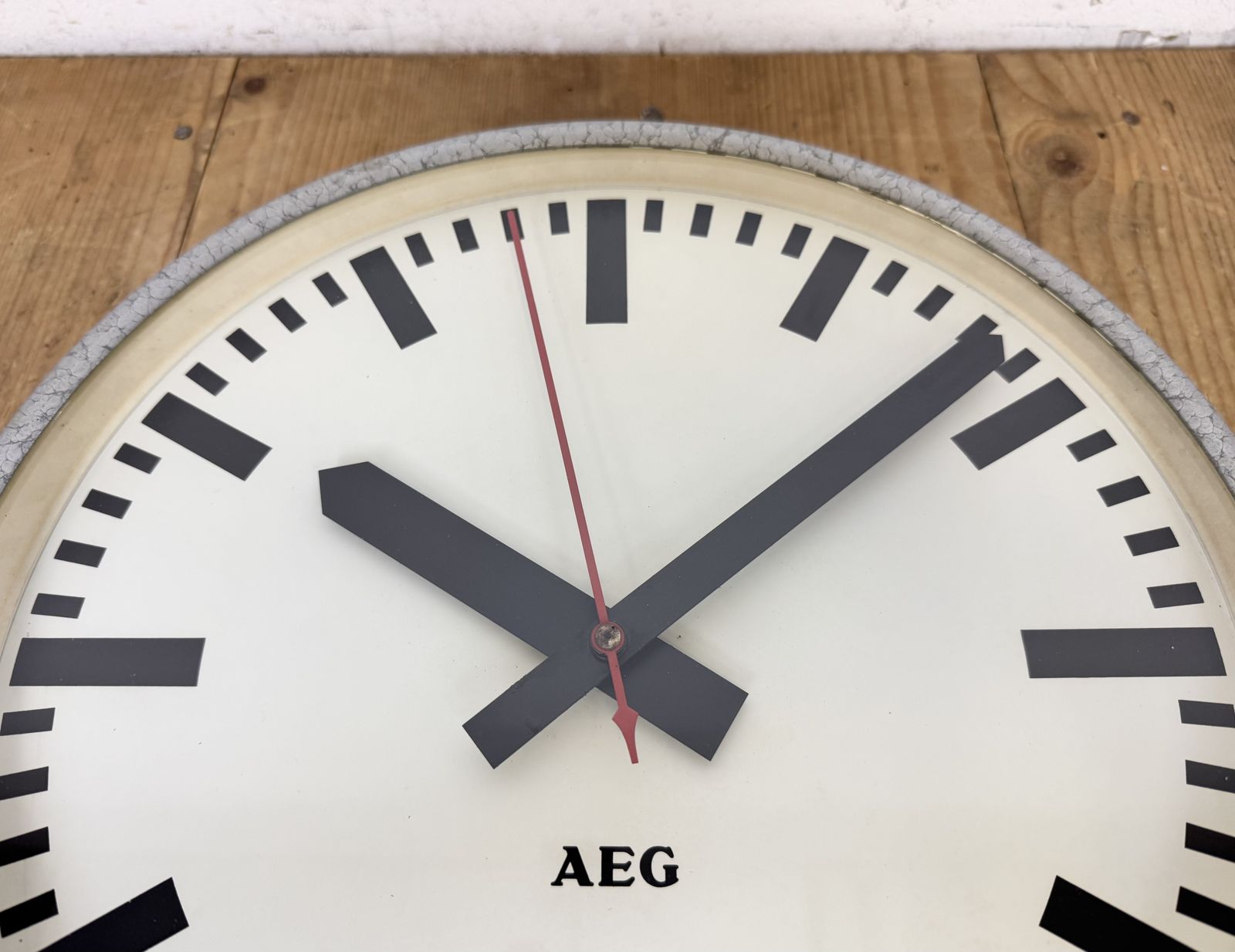 Grey Electric Industrial Station Wall Clock From Aeg, 1960s photo furniture