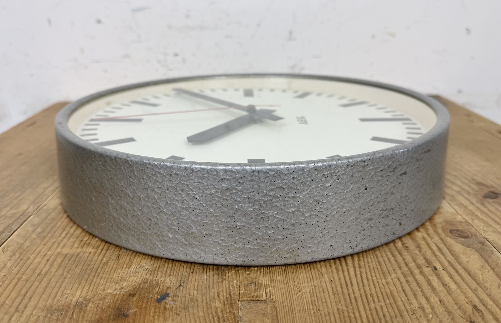 369.0 Grey Electric Industrial Station Wall Clock From Aeg, 1960s photo
