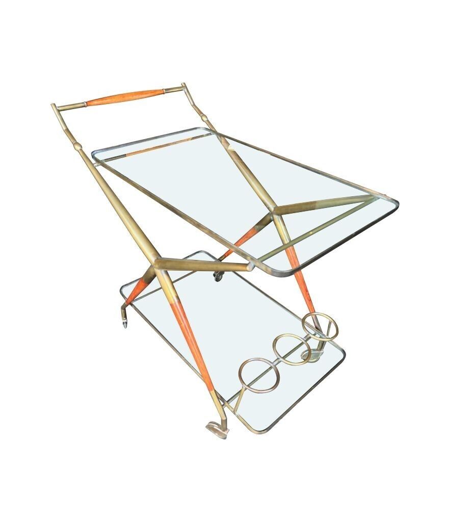 An Italian 1950s Brass And Lacquered Wood Bar Trolley By Cesare Lacca photo buy