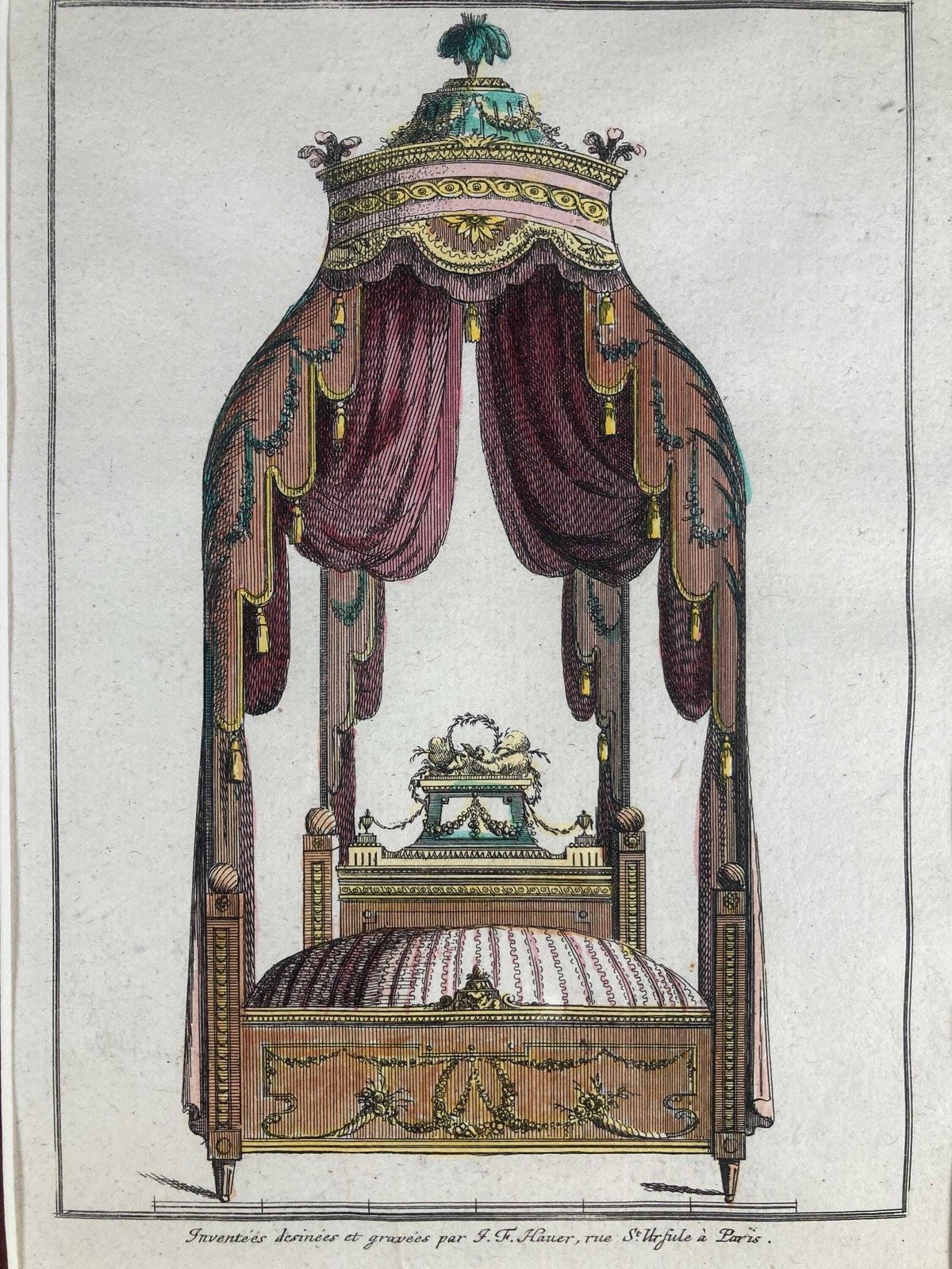 Rare Collectable Authentic 18th Century Antique Furniture Design Engraving   Perfect For Antiques Collectors & Art Lovers photo furniture