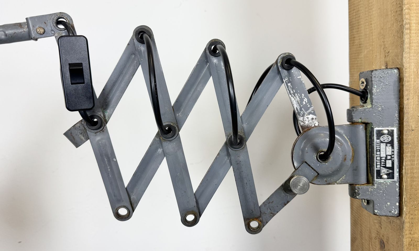 Grey Industrial Gooseneck Scissor Wall Lamp From Elektroinstala, 1960s photo buy