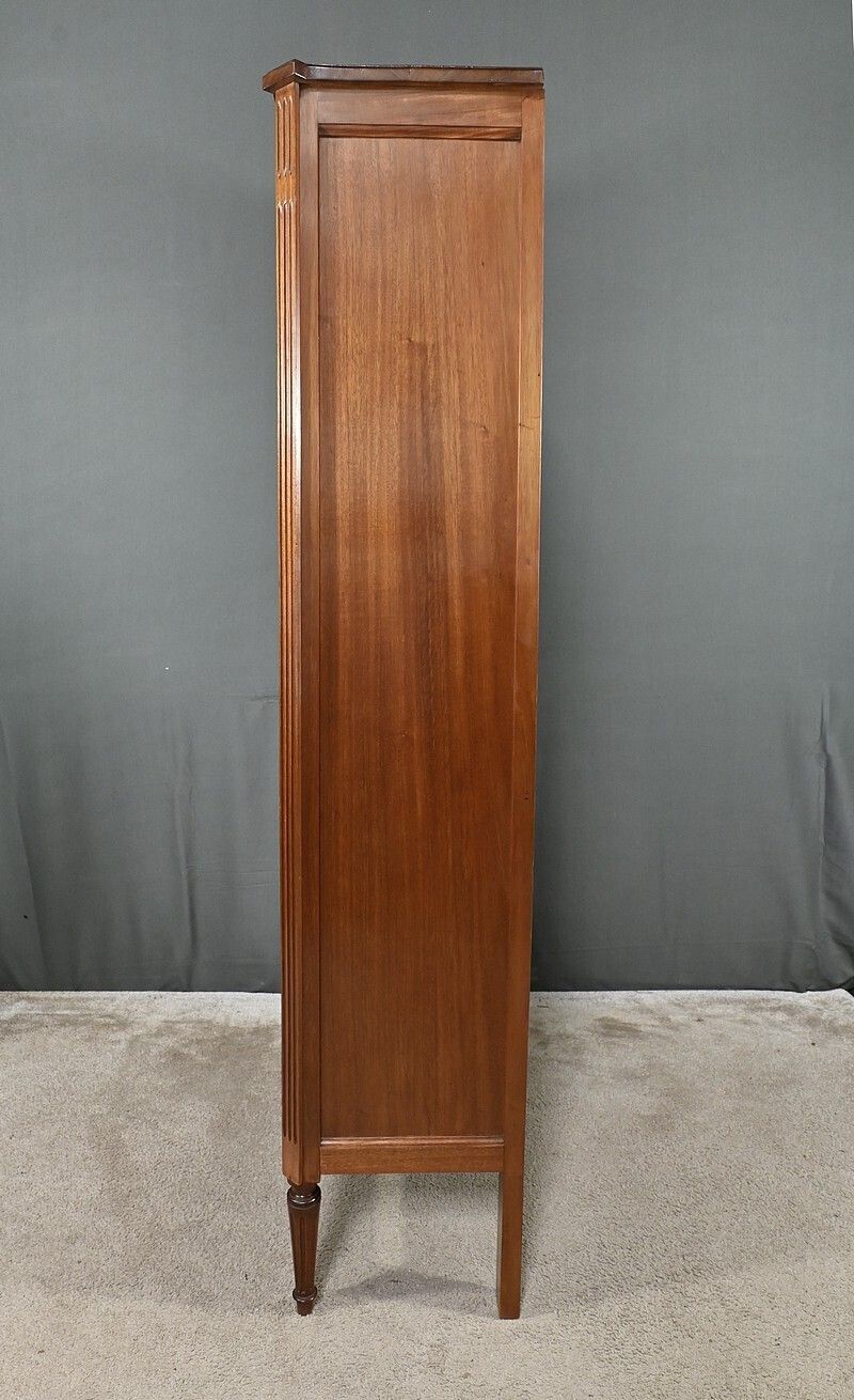 Furniture Small Glass Fronted Mahogany Bookcase, Louis XVI Style – Late 19th Century photo